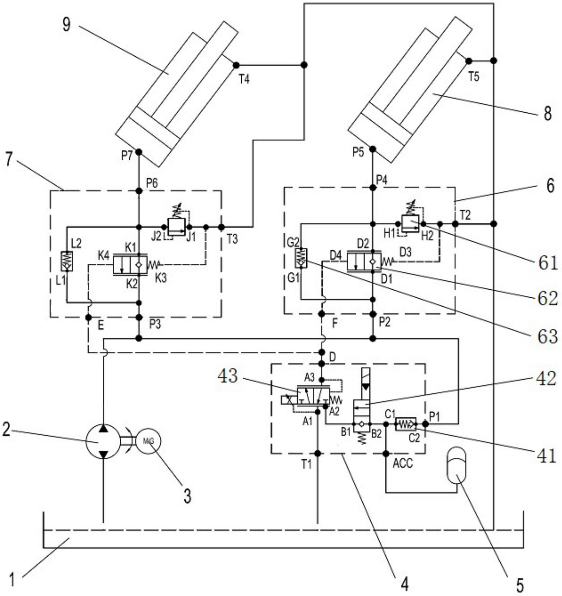 一种集装箱空箱堆高机下降能量回收系统