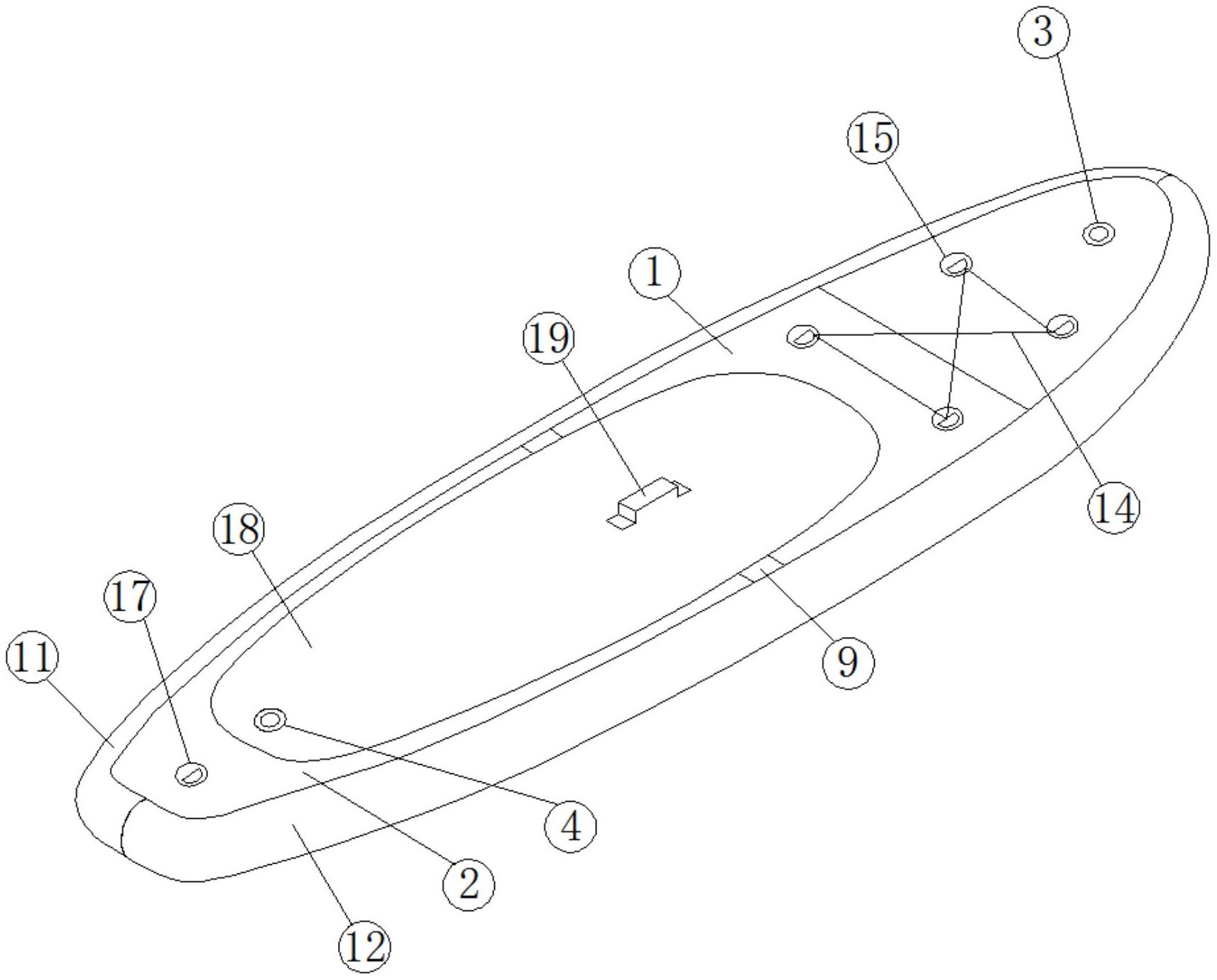 一种前后结构双气室冲浪板