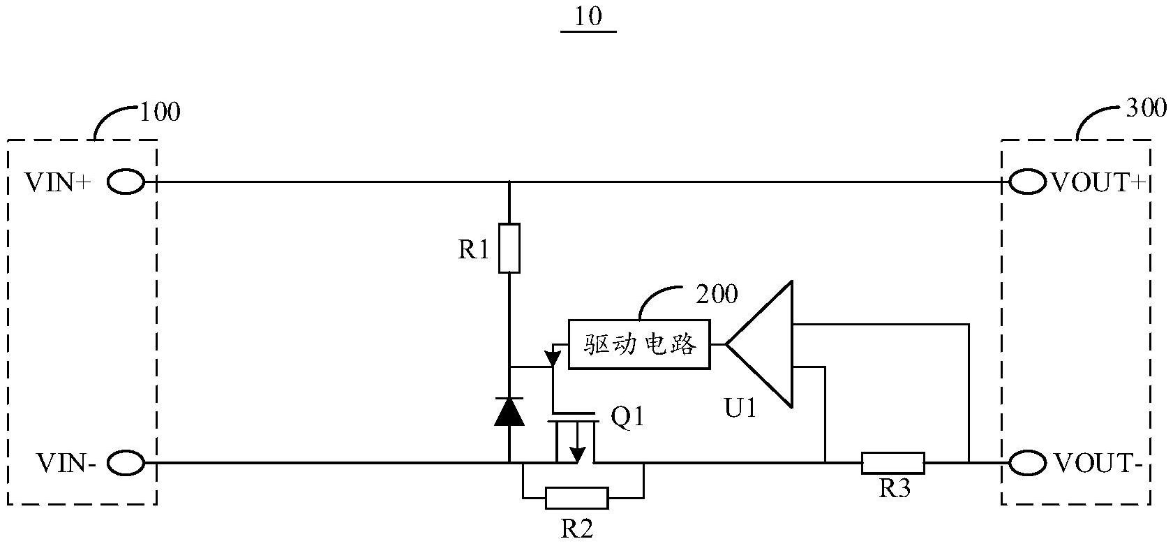 本申请提供一种短路保护电路,包括输入端,输出端,第一mos管,第一电阻