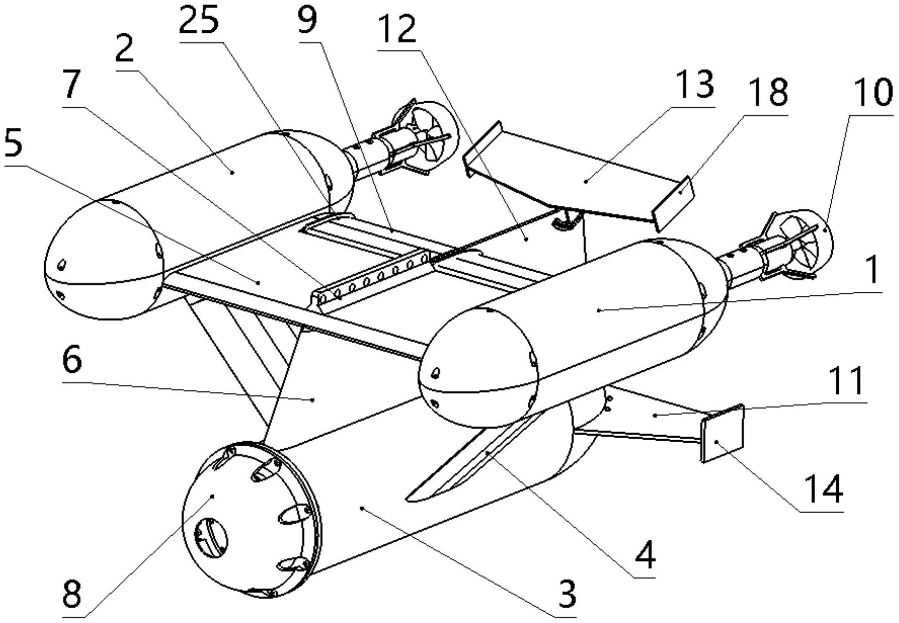 一种吊舱式可调尾翼多自由度水下拖曳体