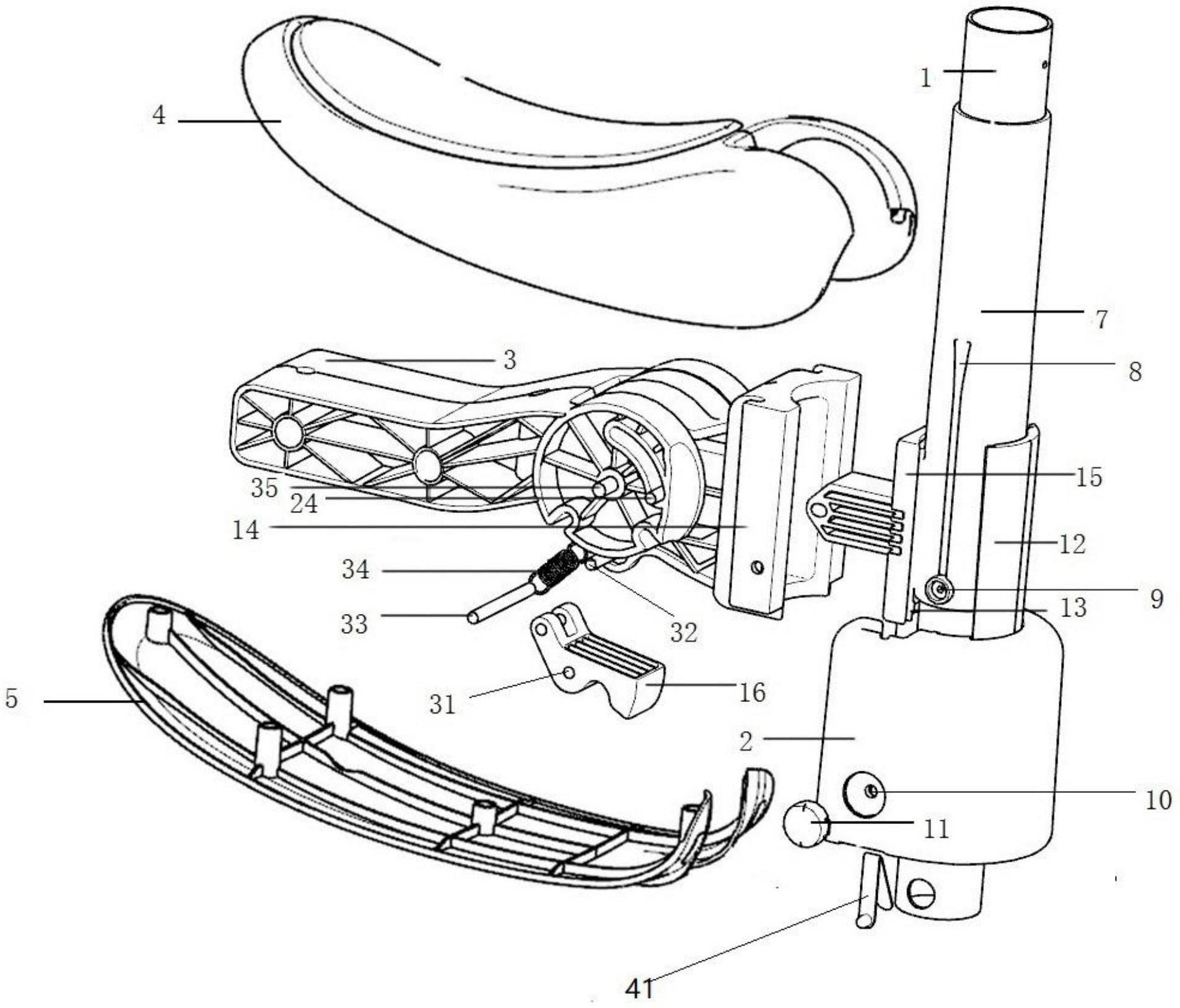 一种新型儿童滑板车座椅旋转折叠结构