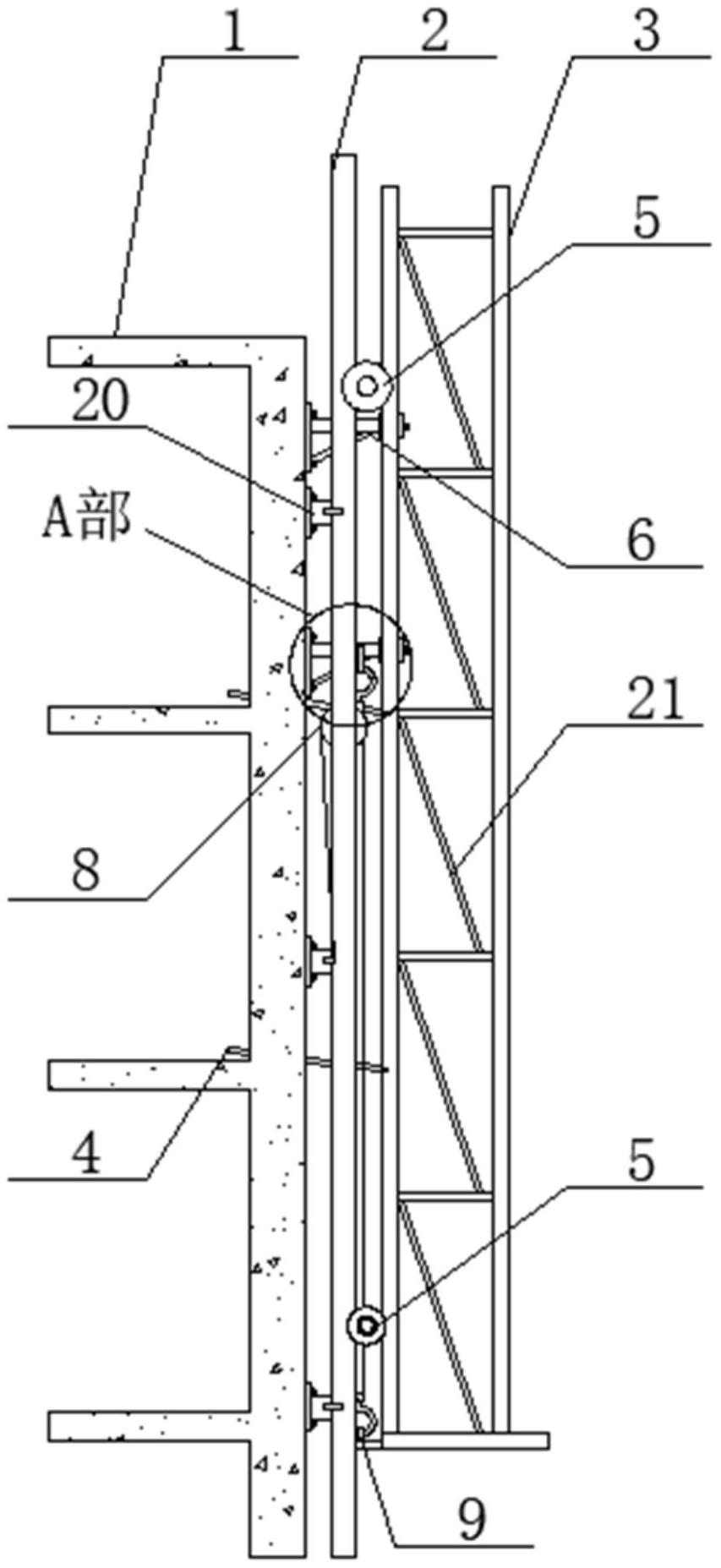 一種建築工程施工用防護架,它涉及建築工程施工設備技術領域;建築結構