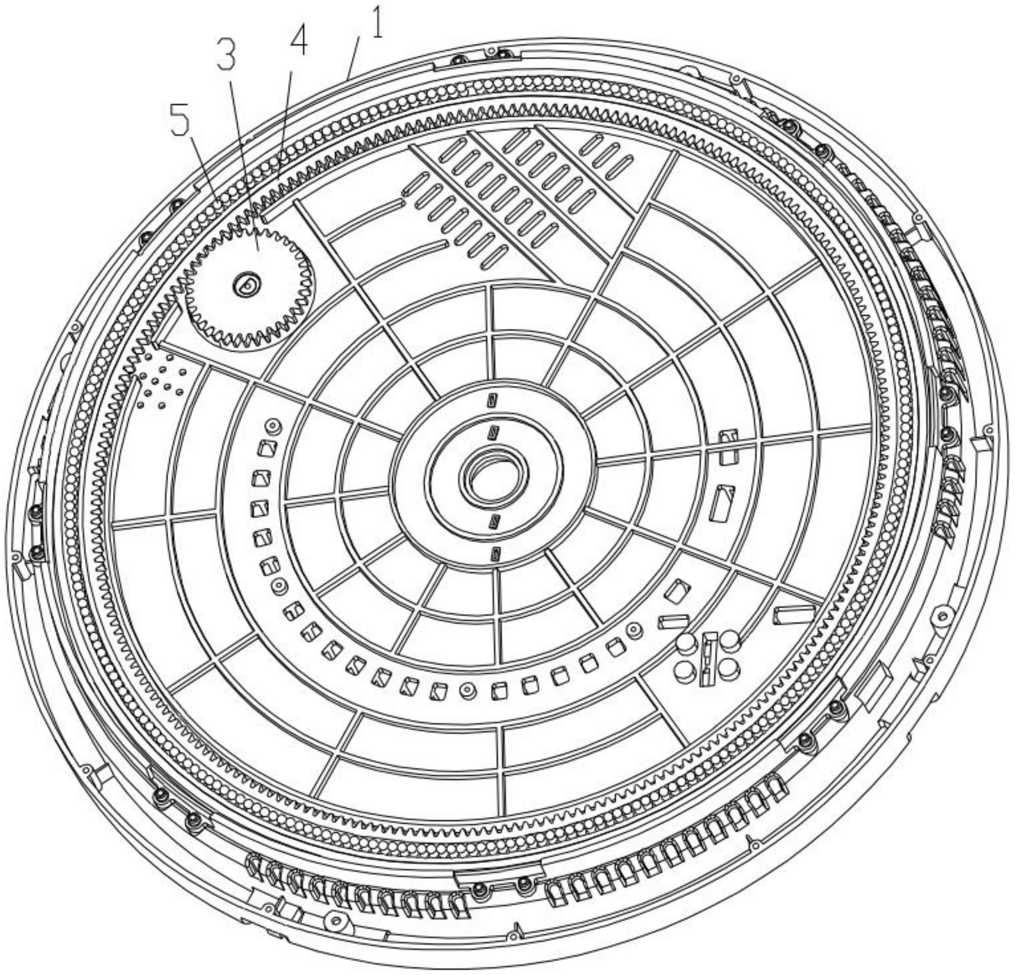 本实用新型公开了一种新型旋转盘组件,包括底盘,电机