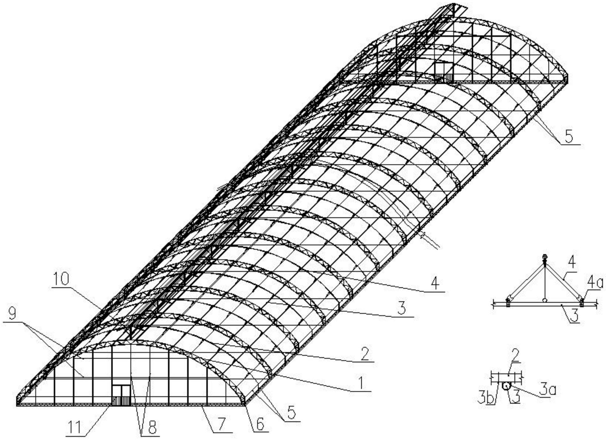 50米跨度弧形钢结构图图片