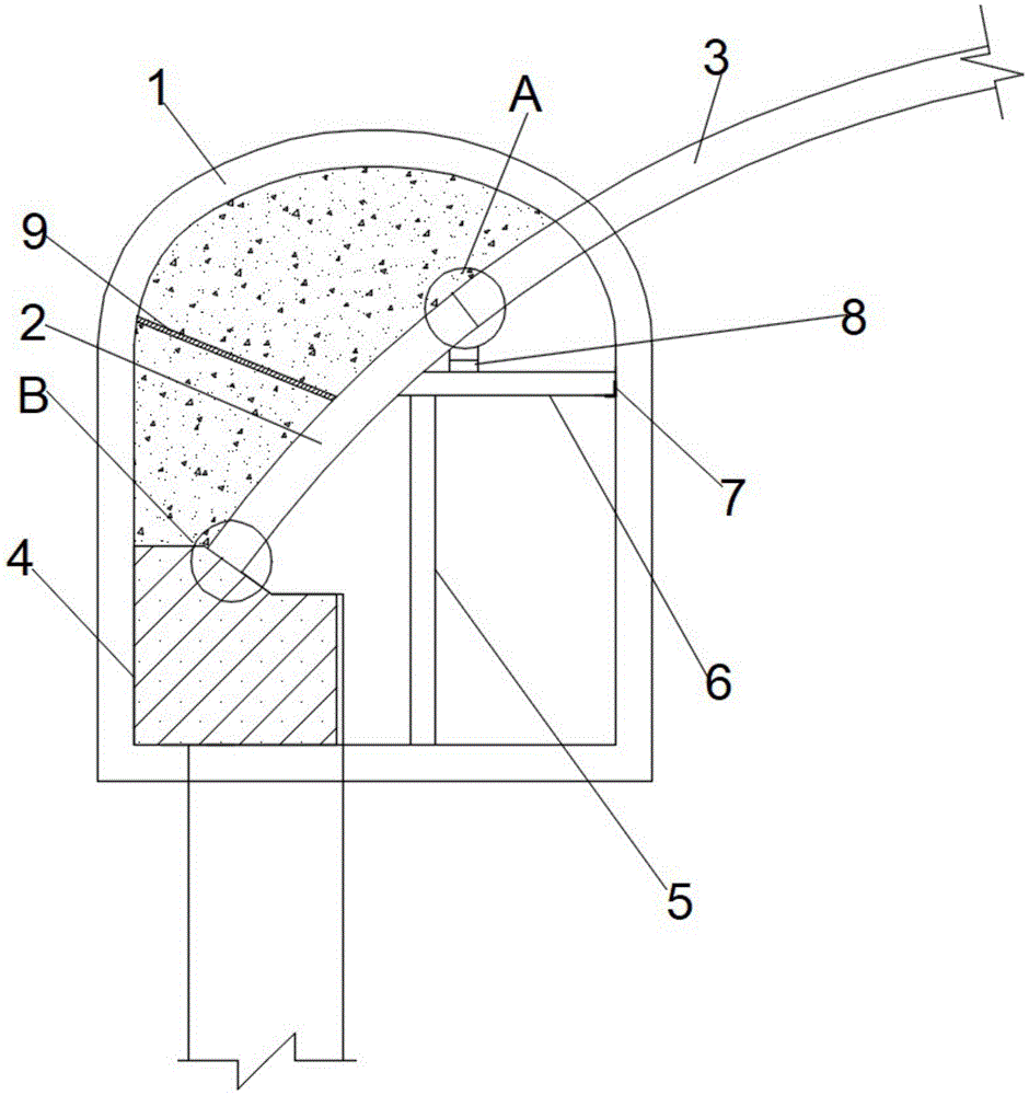 一种pba工法的边导洞拱脚初支与拱顶初支连接结构