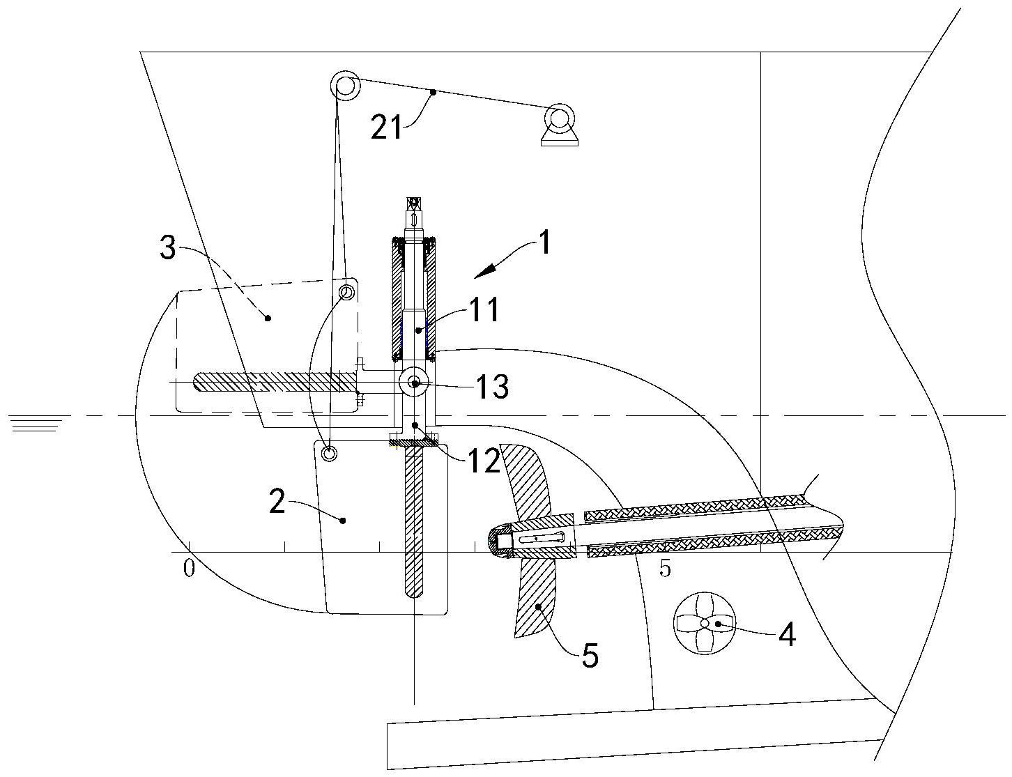 可绕双轴转动的舵系及船