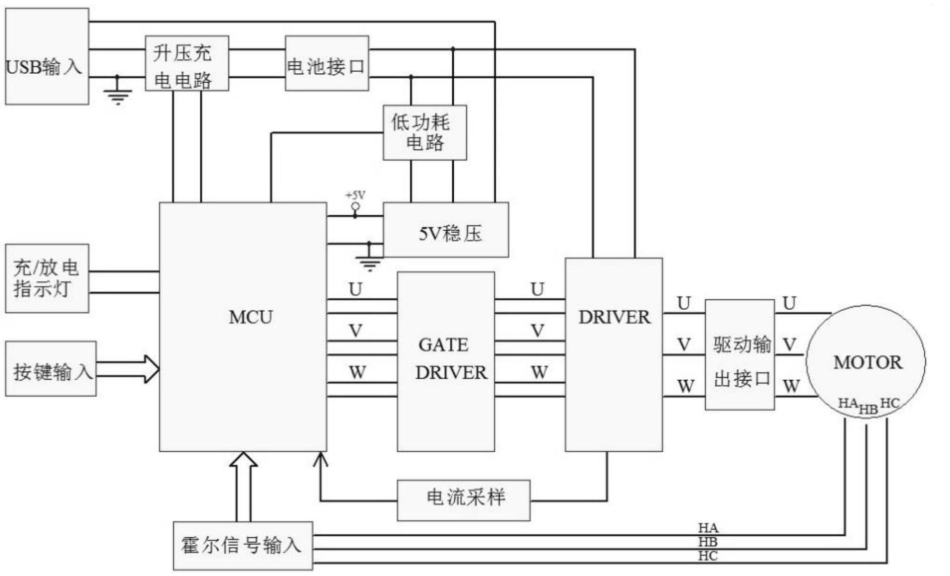 cn212785086u_一种筋膜枪带电机驱动一体控制电路有效