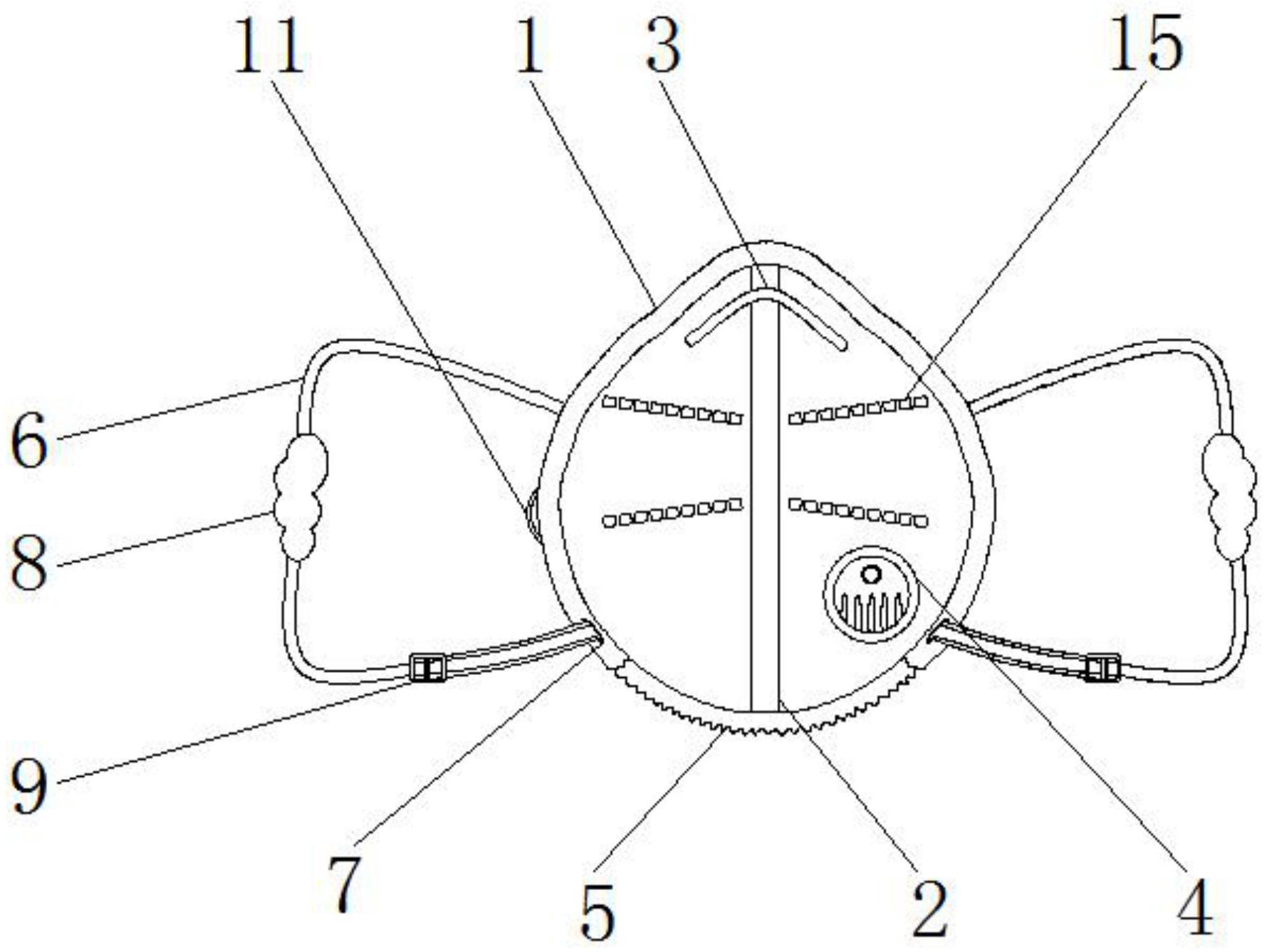 本实用新型公开了一种具有过滤透气结构的免勒耳式清凉口罩,包括熔喷