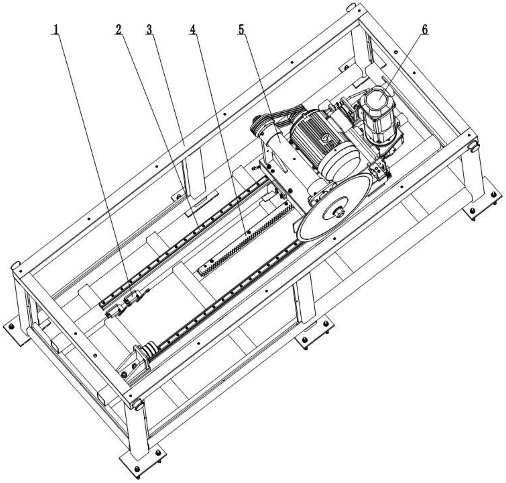 本实用新型属于铝型材挤压锯切设备领域,涉及一种铝型材成品锯,机架内