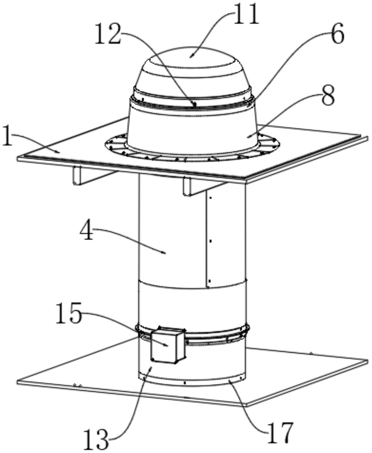 所述混凝土屋面的下端设置有附加结构,所述保温层的内部设置有上导光