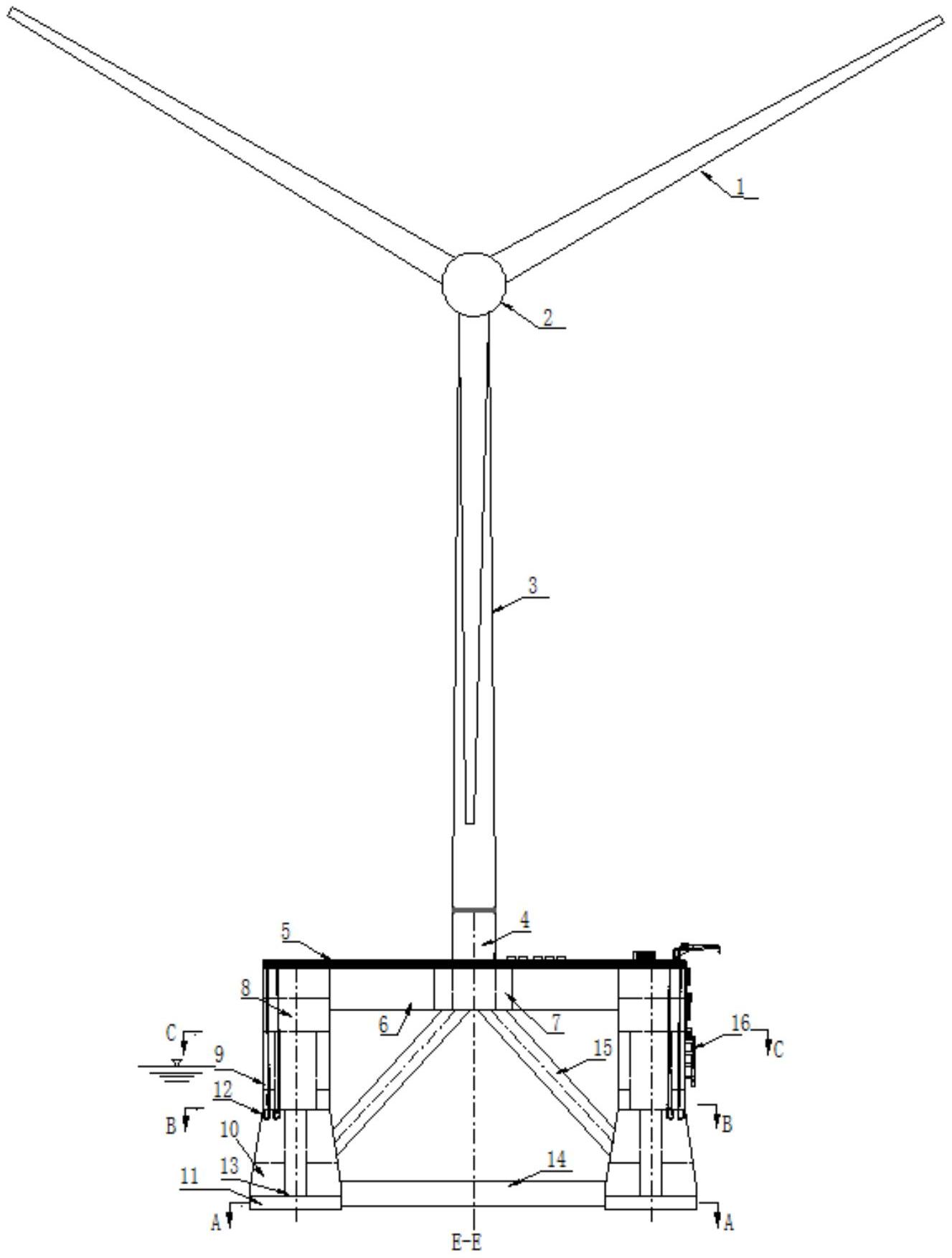 一种三立柱型式海上风力发电平台系统