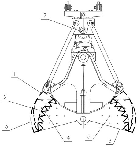 cn212956678u_一种延迟焦化工艺专用水下破碎型抓斗有效