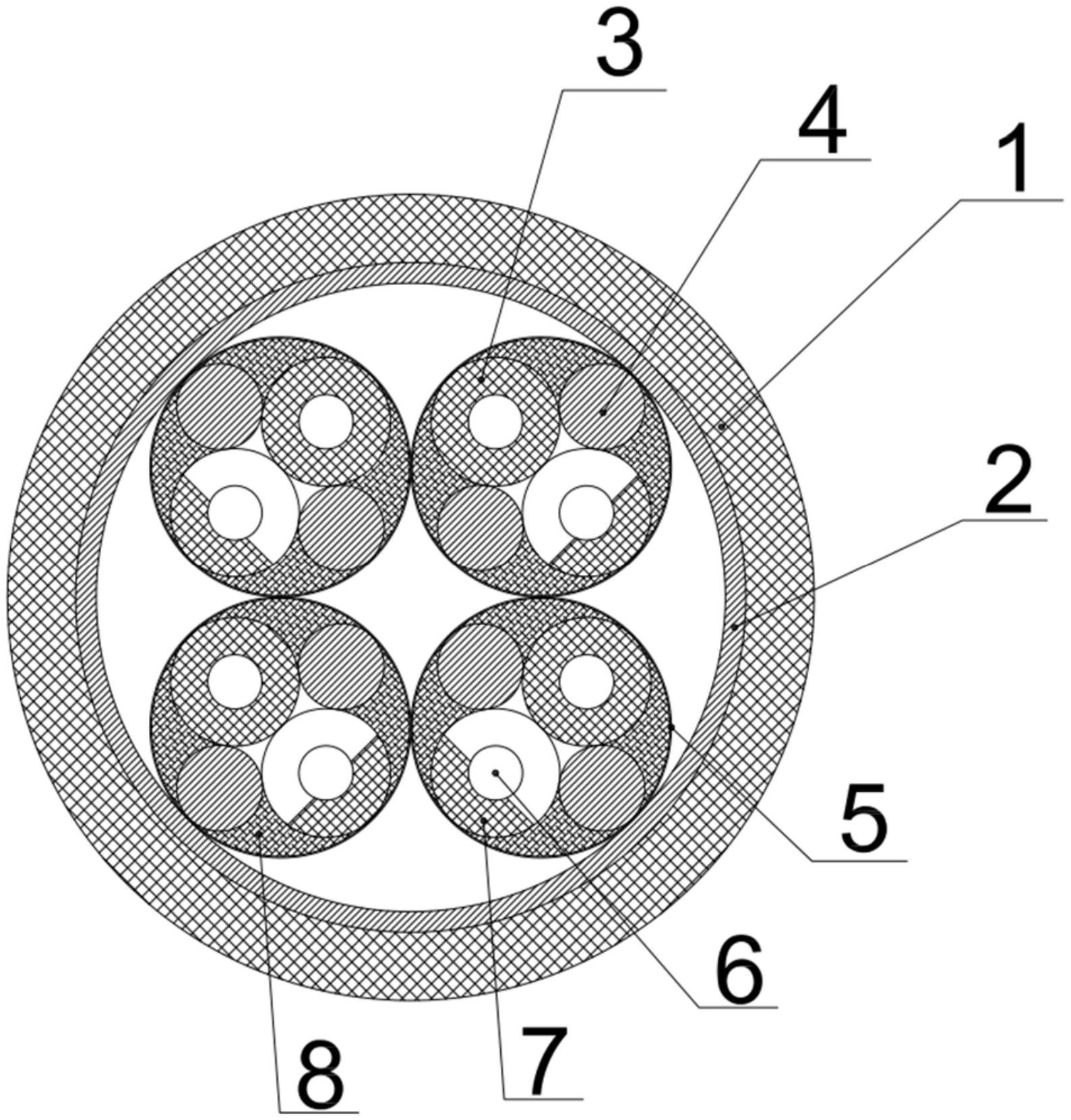 一种采用填充条控制对绞与特性阻抗的多对线缆结构