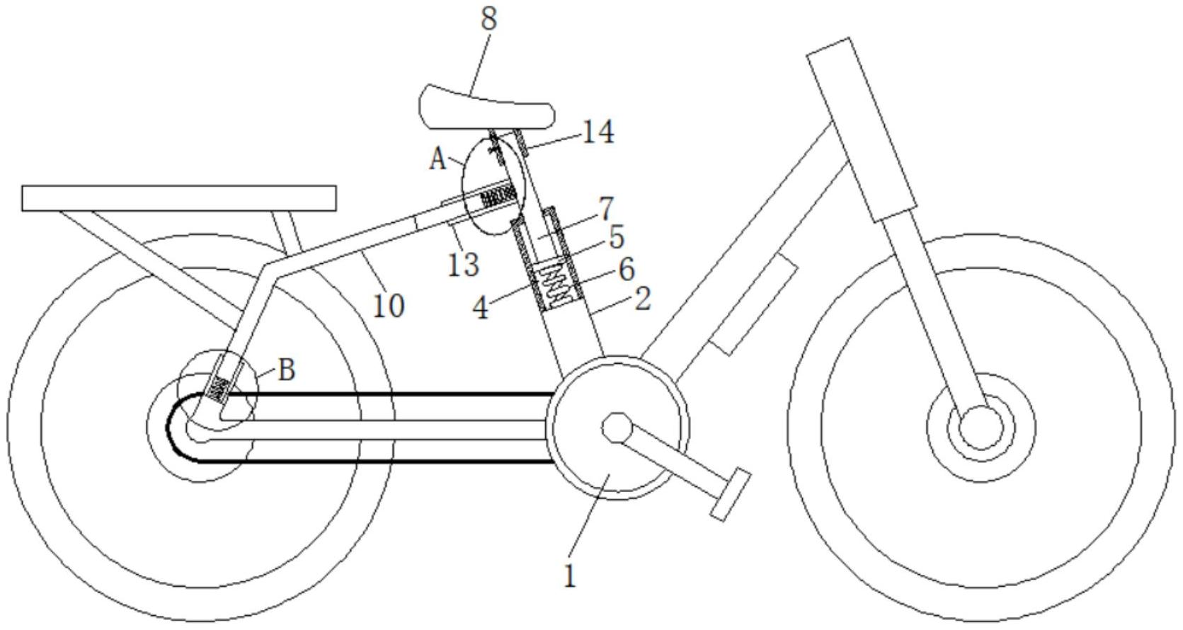 一种带减震可升降电动自行车