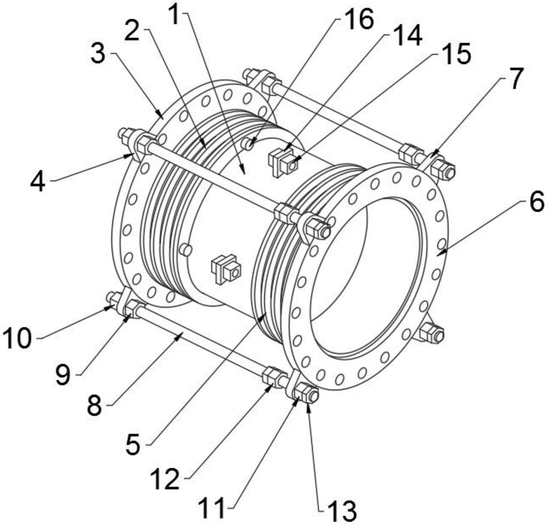 一种可实时检测应变量的管道用大型补偿器
