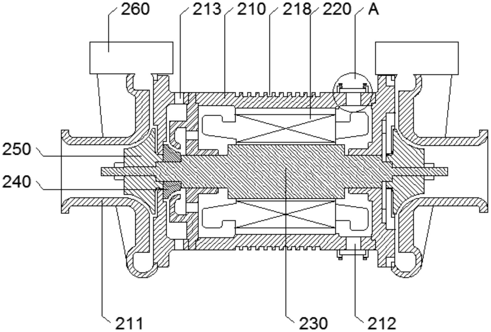 一种双蜗壳气悬浮离心鼓风机结构