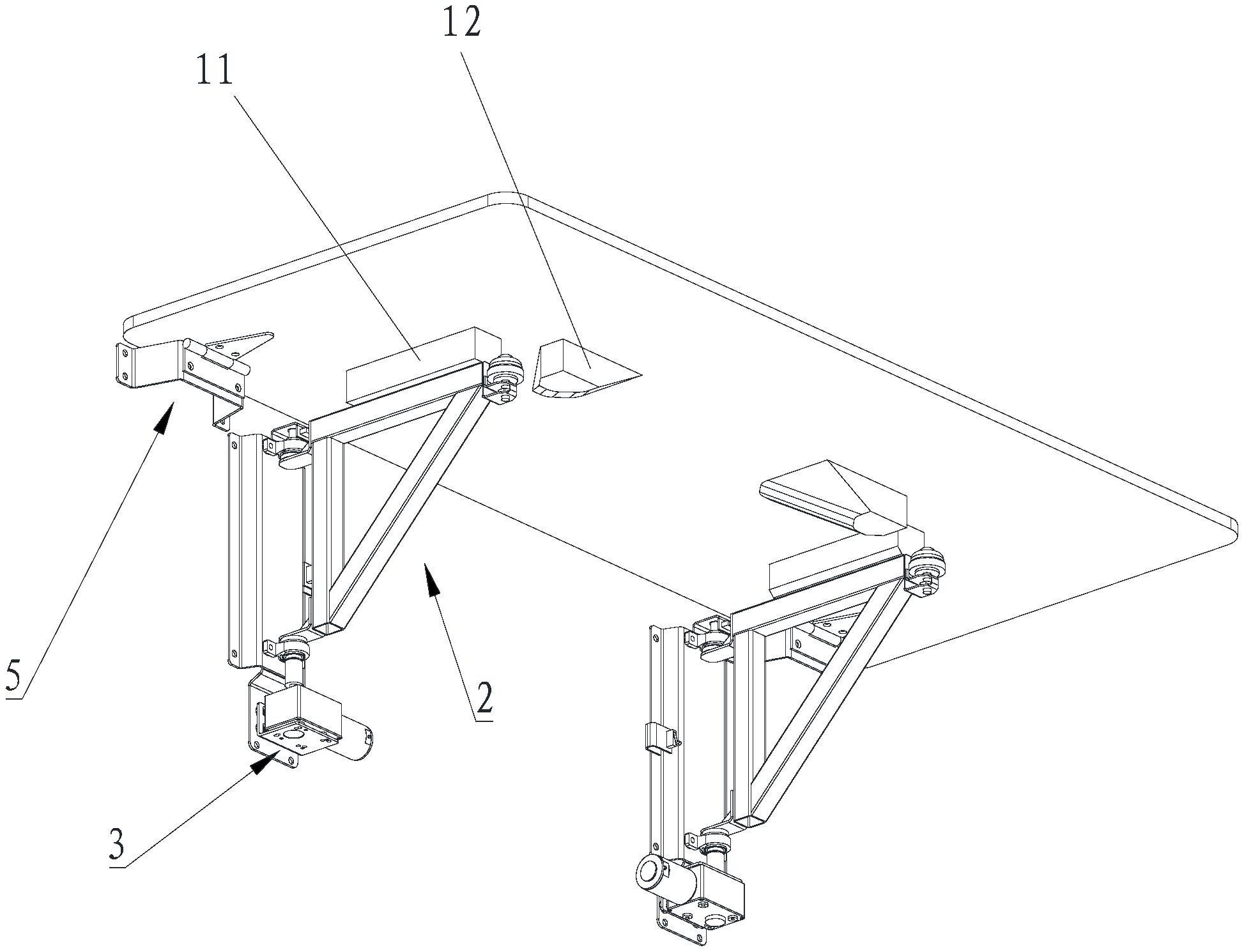 新型公开了一种自动折叠学习桌,包括桌板,两个支撑部,两个驱动机构