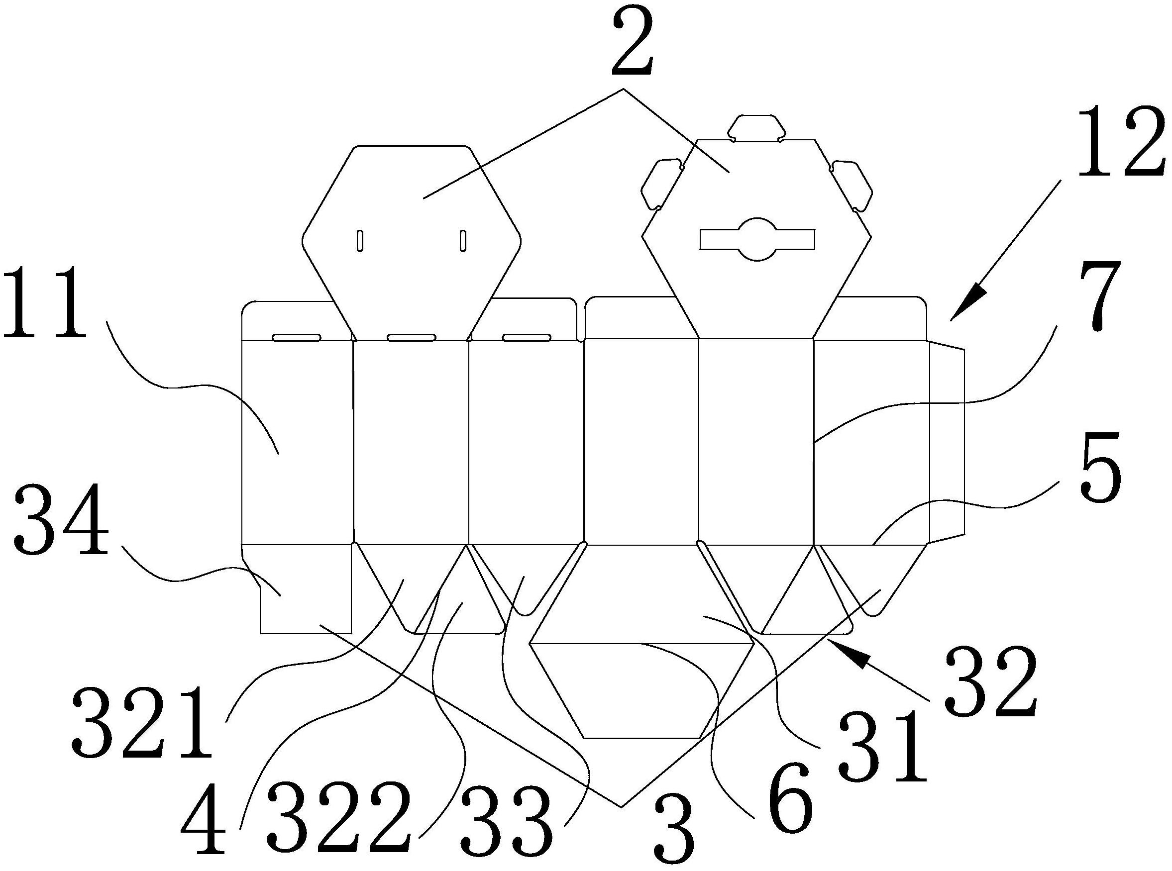 六边盒自动勾底结构