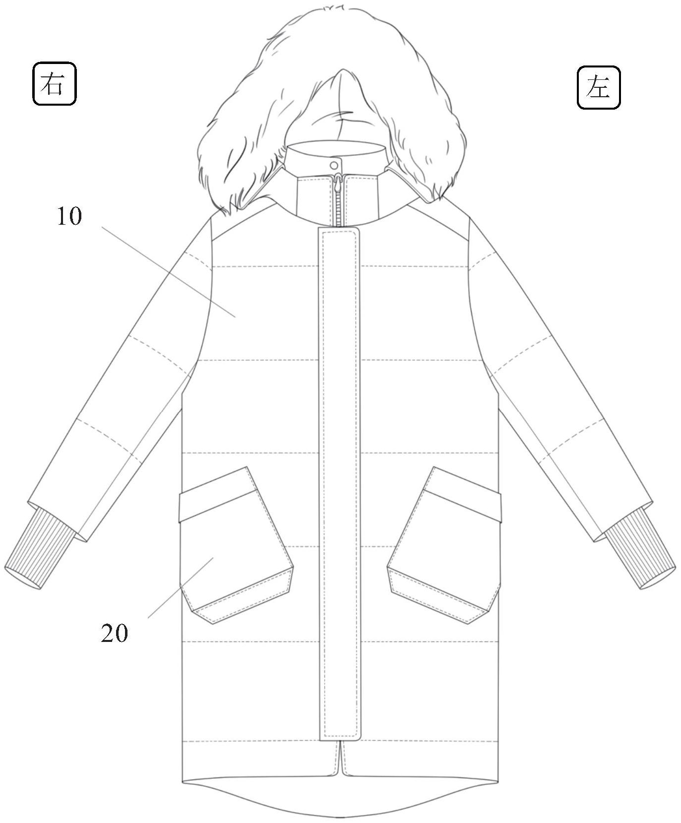 一种具有前后双口袋结构的羽绒服