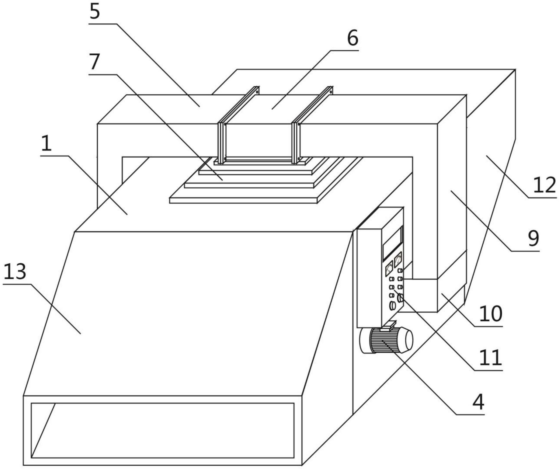 本實用新型的目的是提供一種用於防靜電托盤加工的垂直氣流冷卻裝置