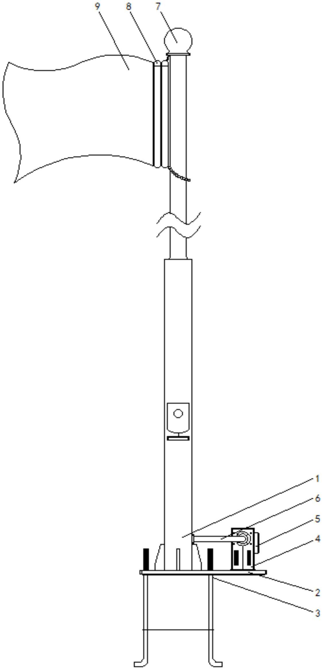 本实用新型涉及旗杆结构技术领域,且公开了一种可驱动红旗飘扬的旗杆