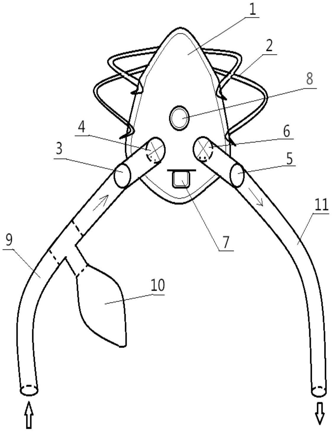 一种高压氧舱用双管高流量输氧面罩