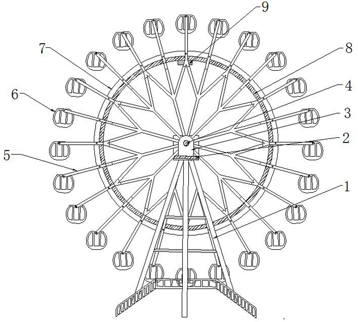 cn213600025u_一种摩天轮轮盘径向形变的测量装置有效