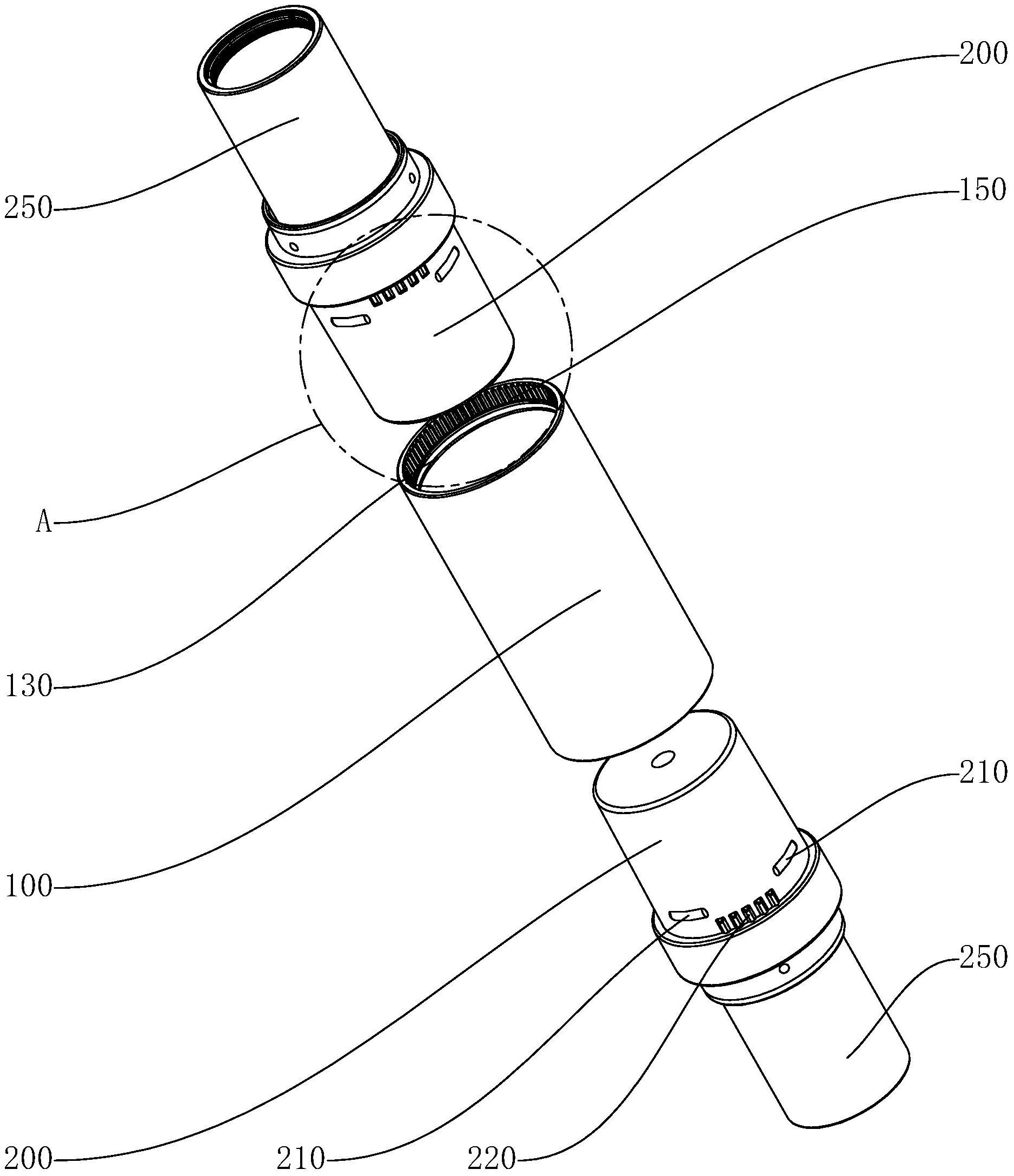 其包括:连接管,两个口红组件,联动结构和连接结构;两个口红组件分别