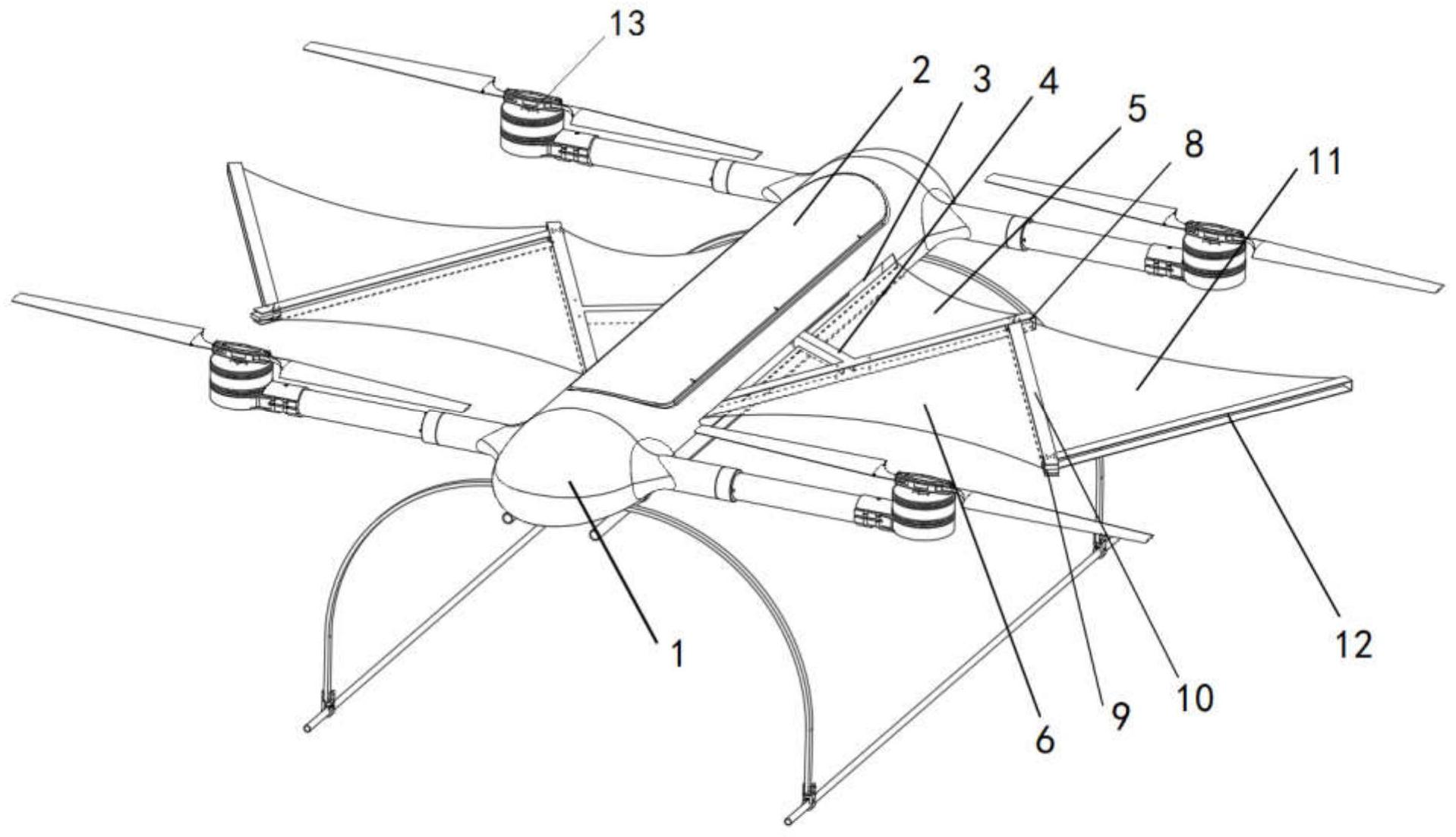 具备折叠式软翼辅助飞行机构的四旋翼无人机