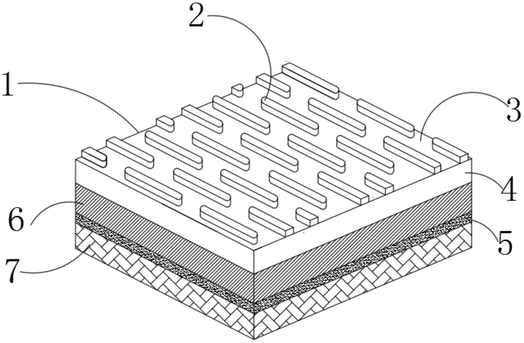 所述耐磨涂层表面安装有多组防滑块,所述防滑块为长条形结构,且防滑块