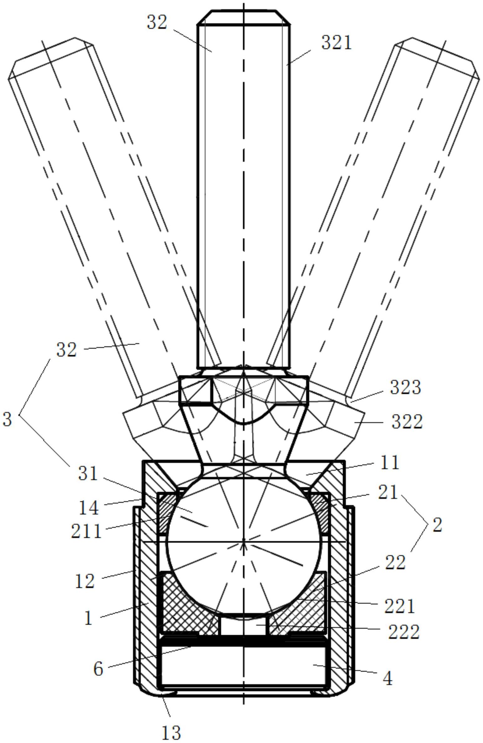 本实用新型提供了一种杆端球面接头结构,属于连接件的技术领域.