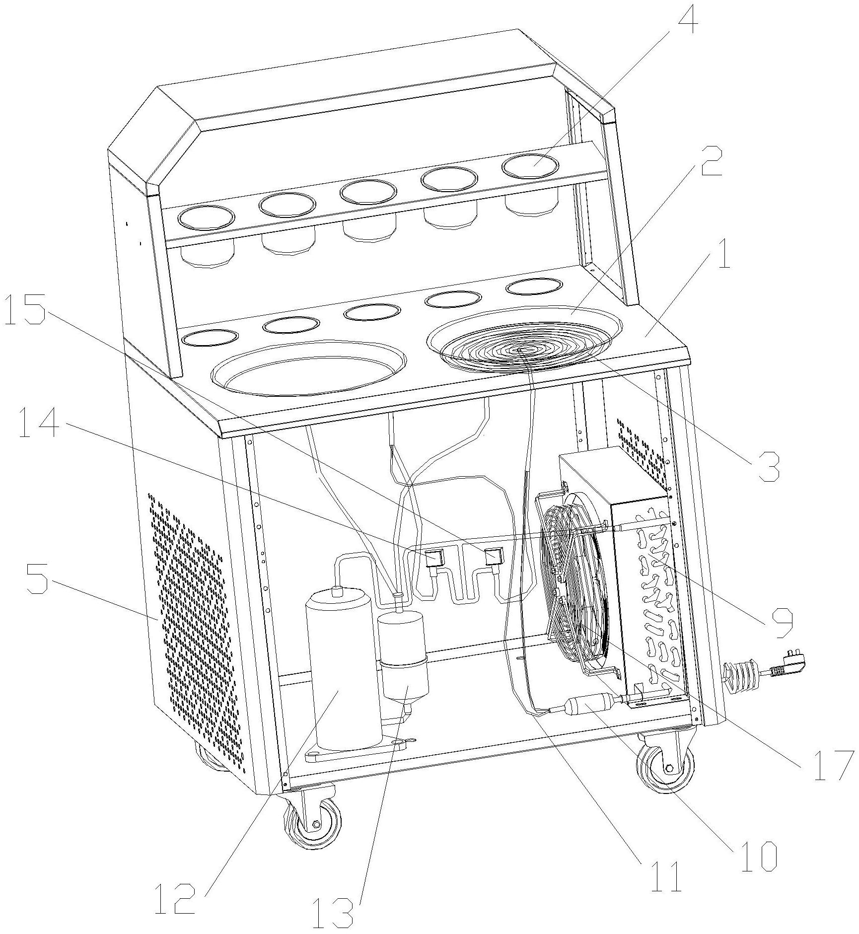 一种炒冰机用化霜结构