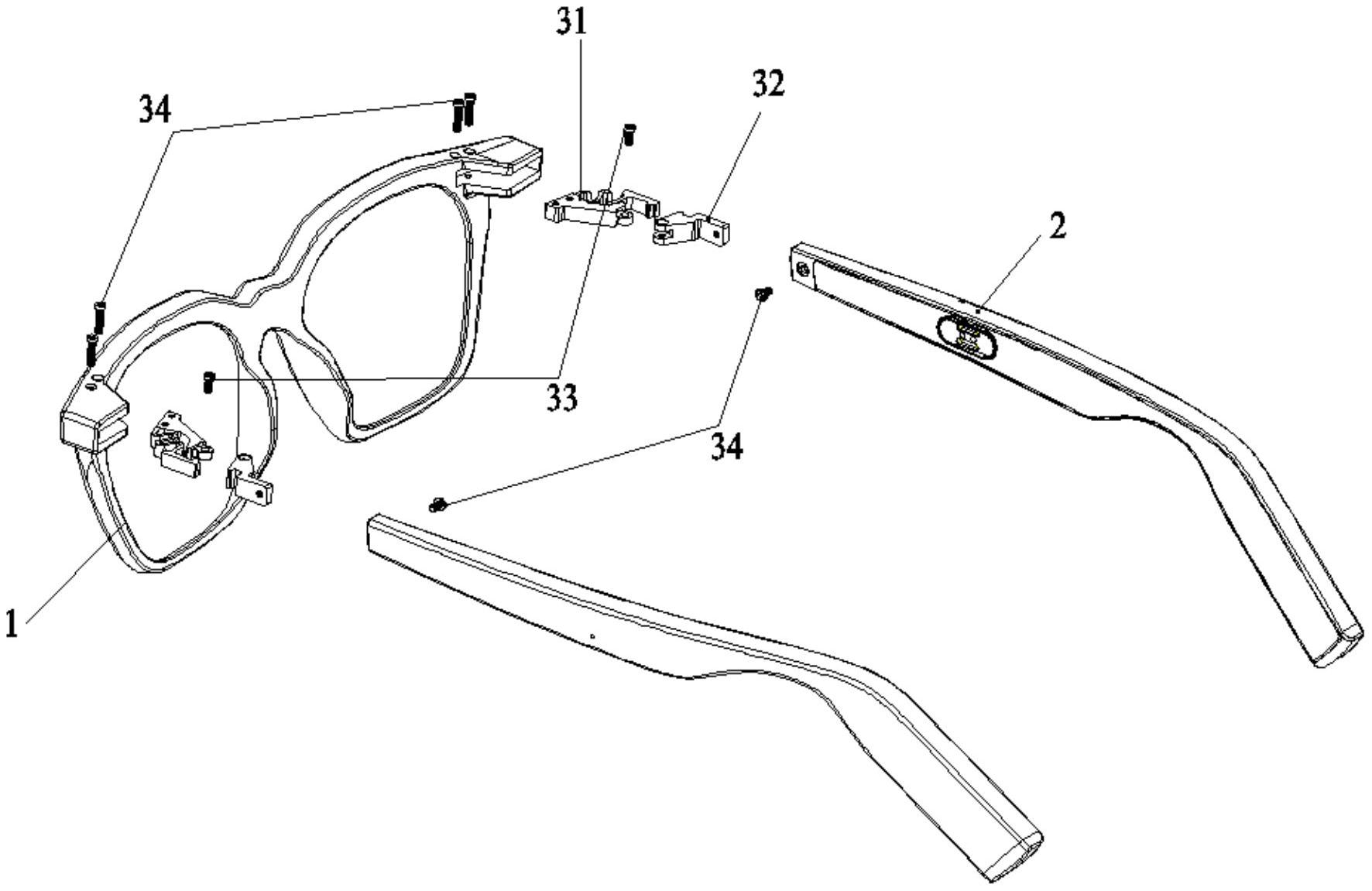 一种用于蓝牙眼镜的镜框与镜腿弹性连接结构