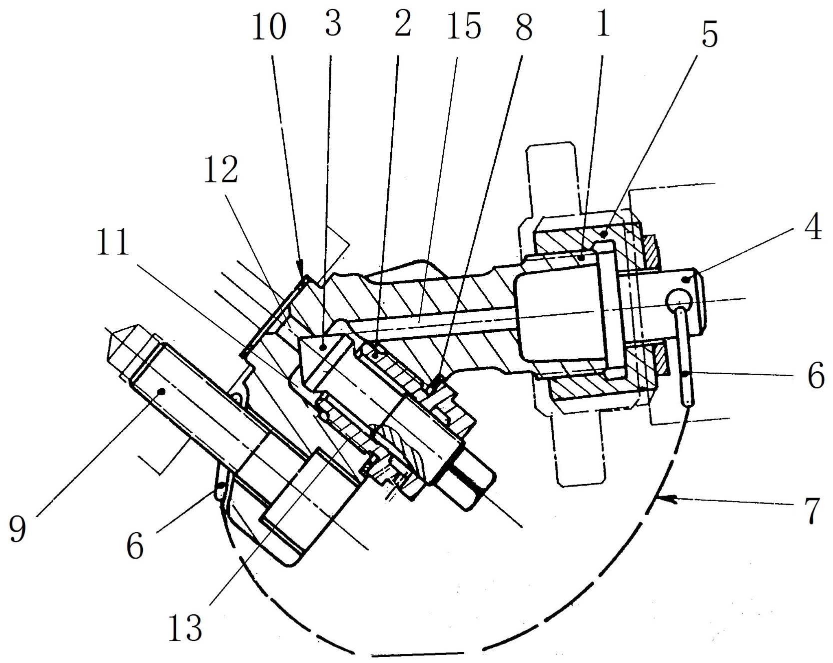 一种示功阀结构,安装于柴油机气缸上的阀体内开有缓冲腔,缓冲腔的一端