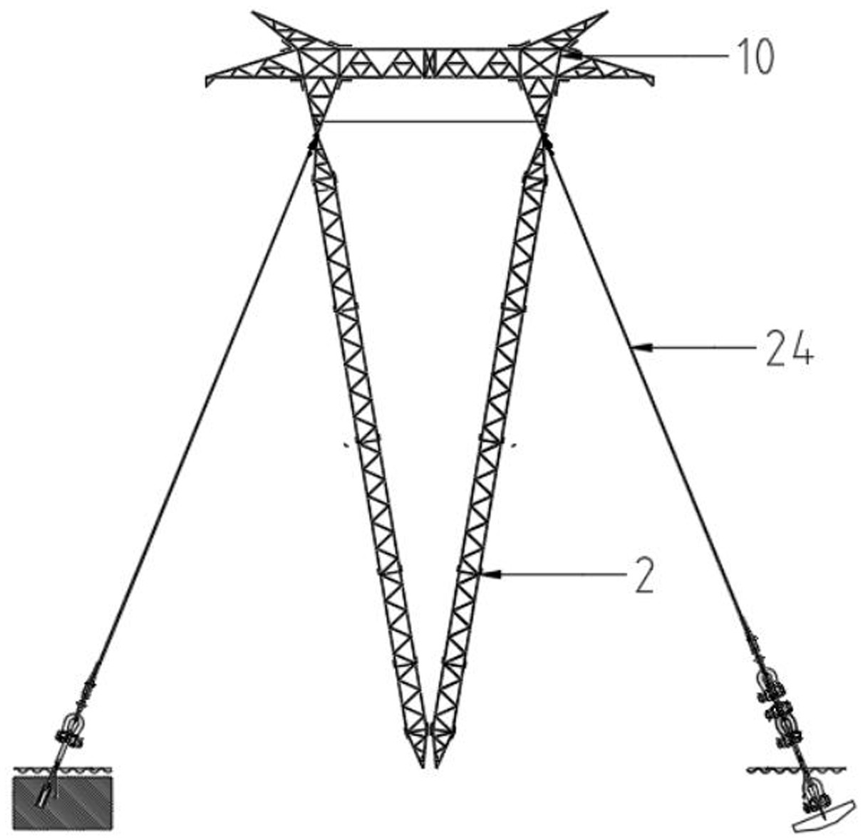 v型拉线铁塔拉线拉盘上拔力试验装置