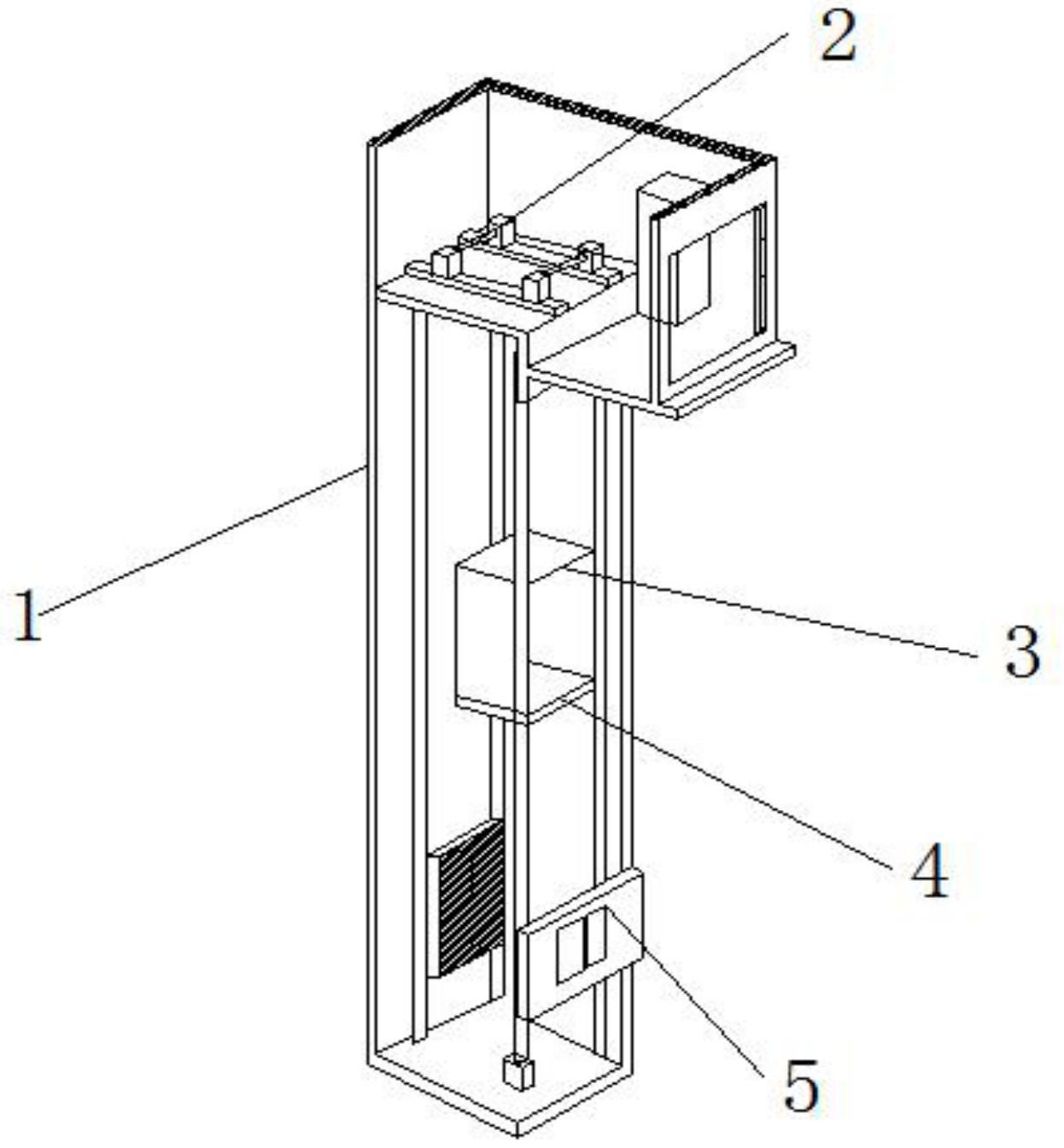 一种轿底轮无机房直角开门电梯的布置结构