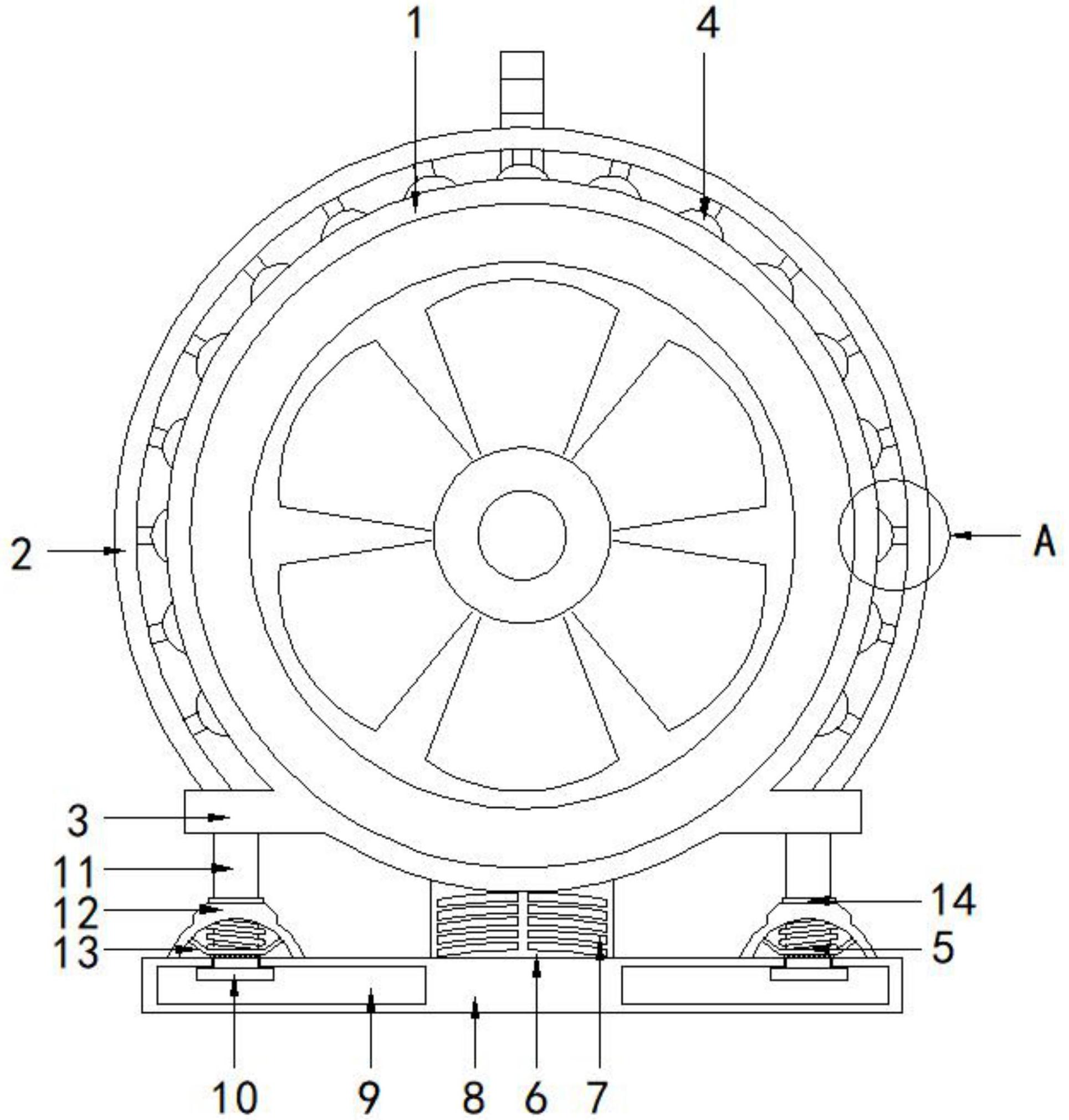 一种新型含法兰减震底座混流式风机