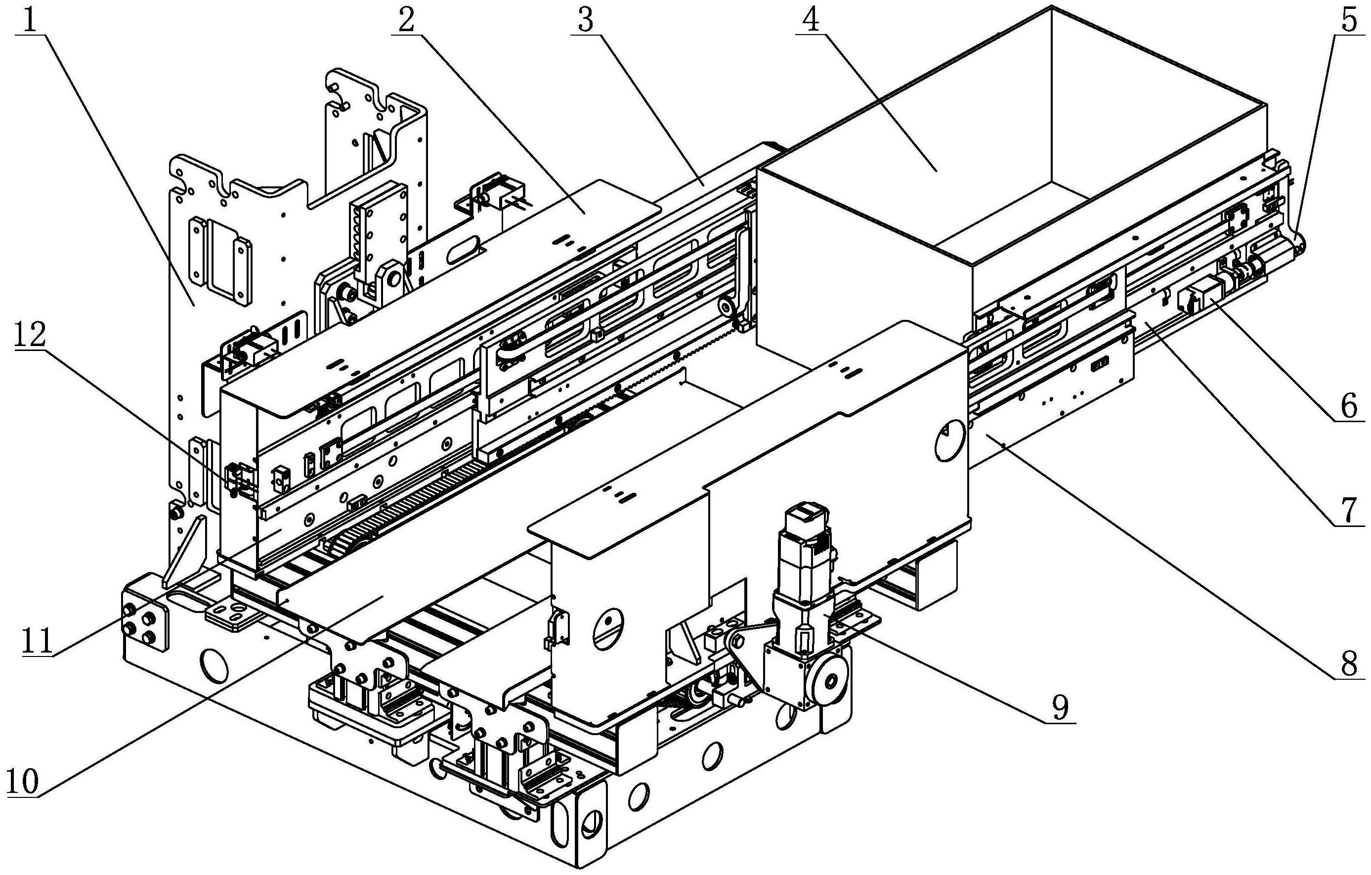 一种堆垛机用料箱快速搬运的伸缩式货叉