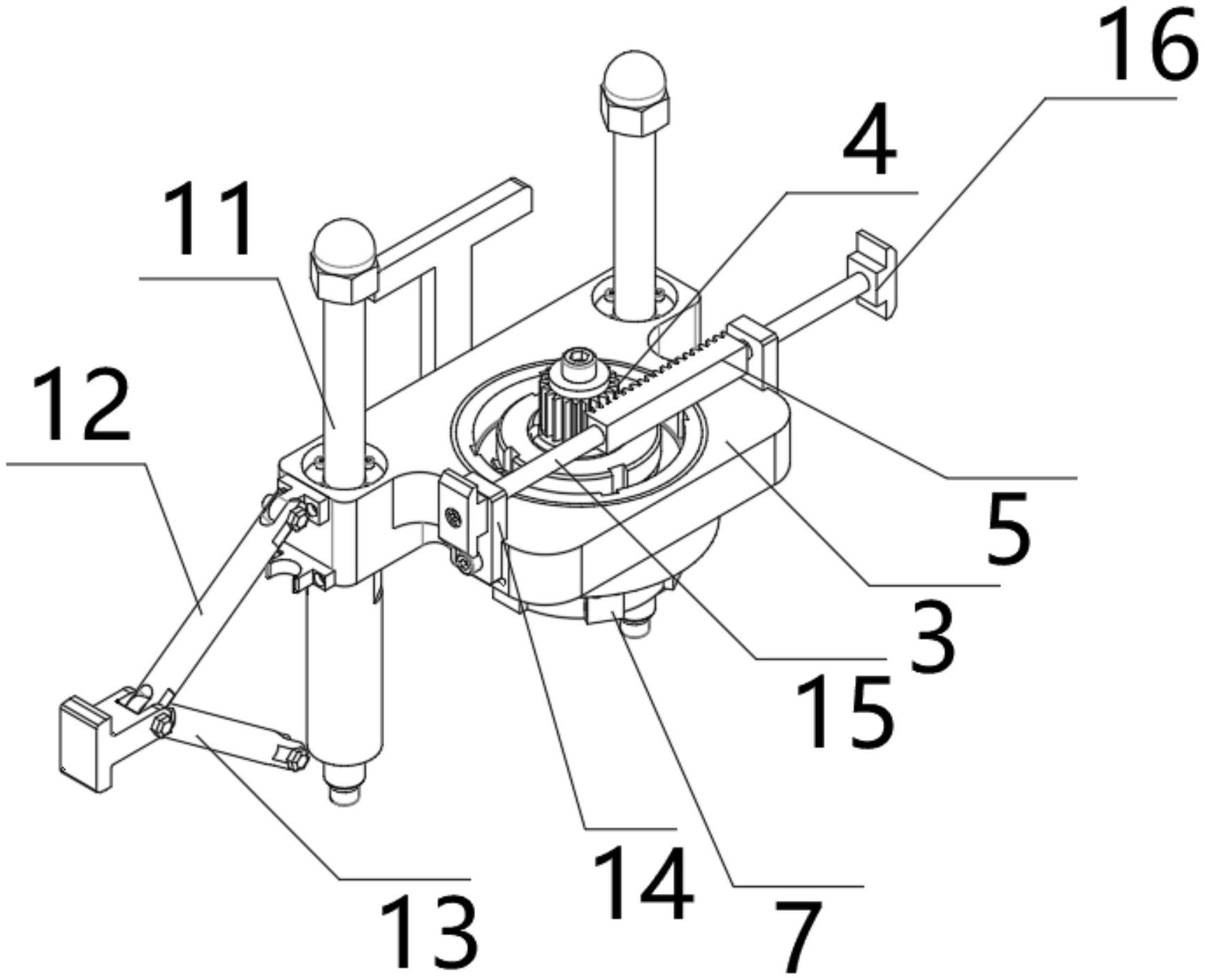 机械回旋式化学危险品样品瓶开合装置的旋转限位结构