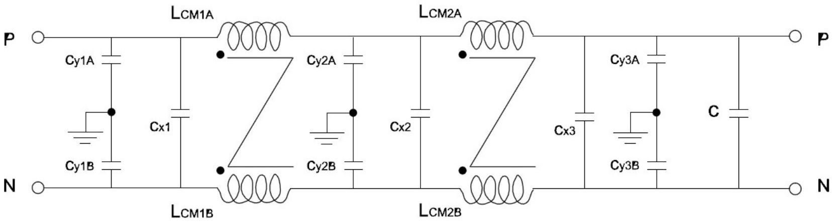 电动汽车电机控制器用多路并联型emi滤波电路