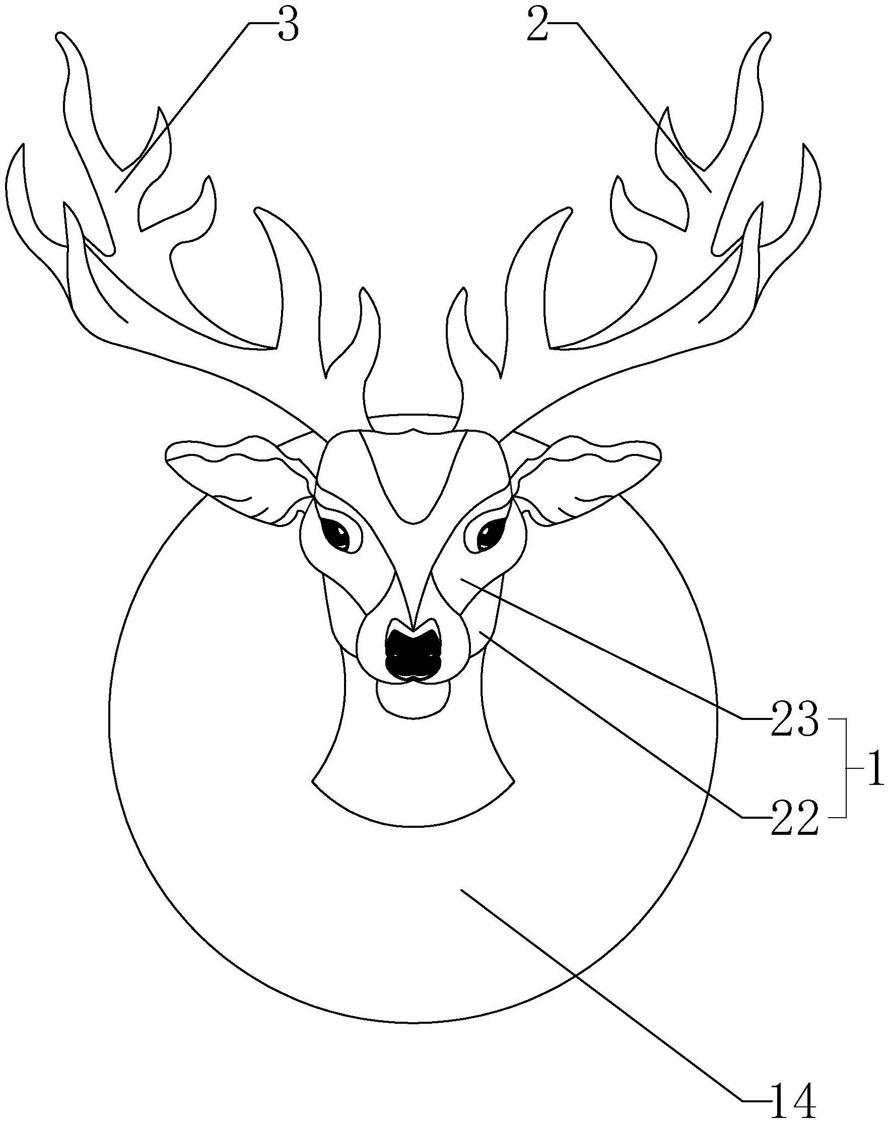本实用新型公开一种鹿头工艺品,属于工艺品领域,包括