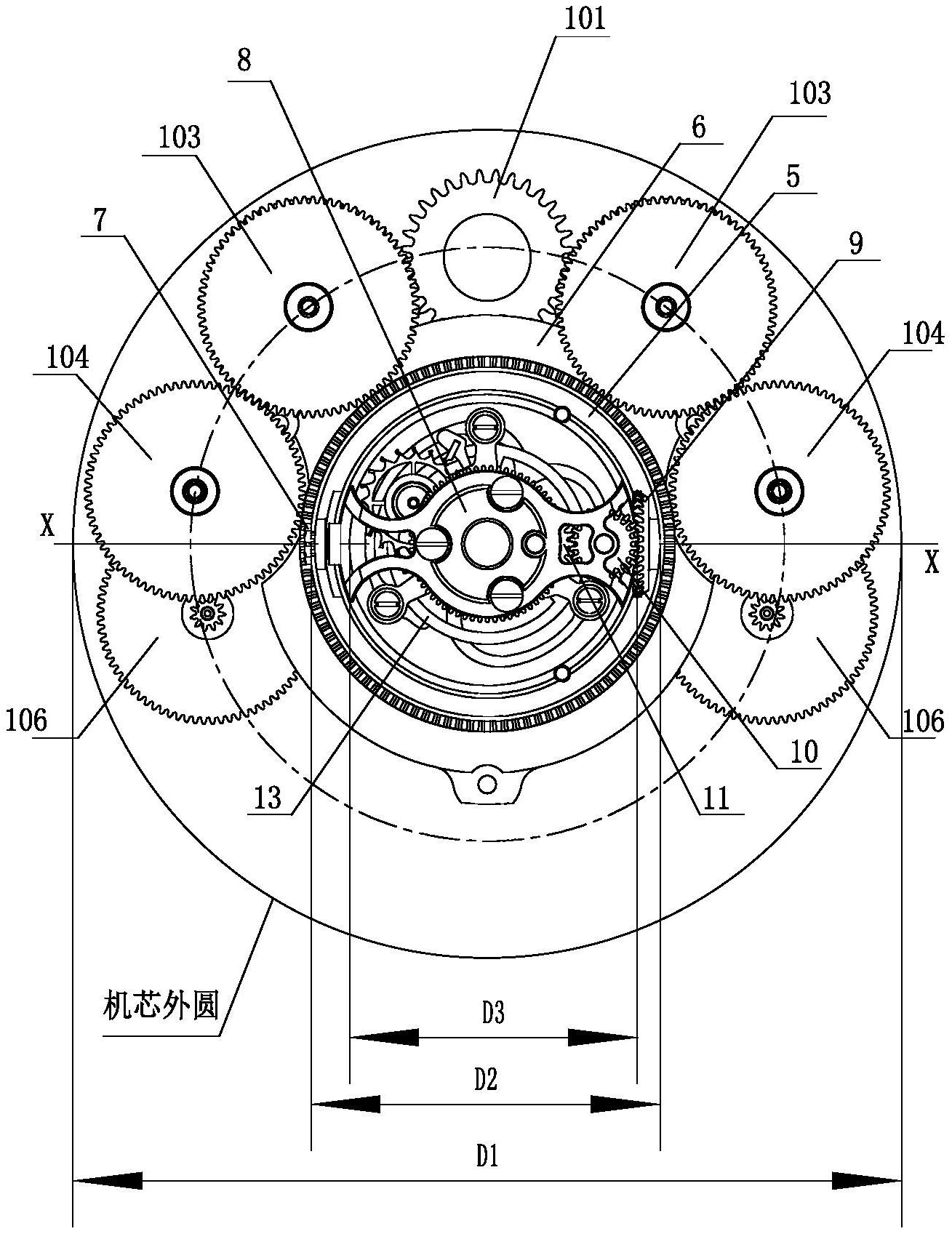 陀飞轮构造图图片