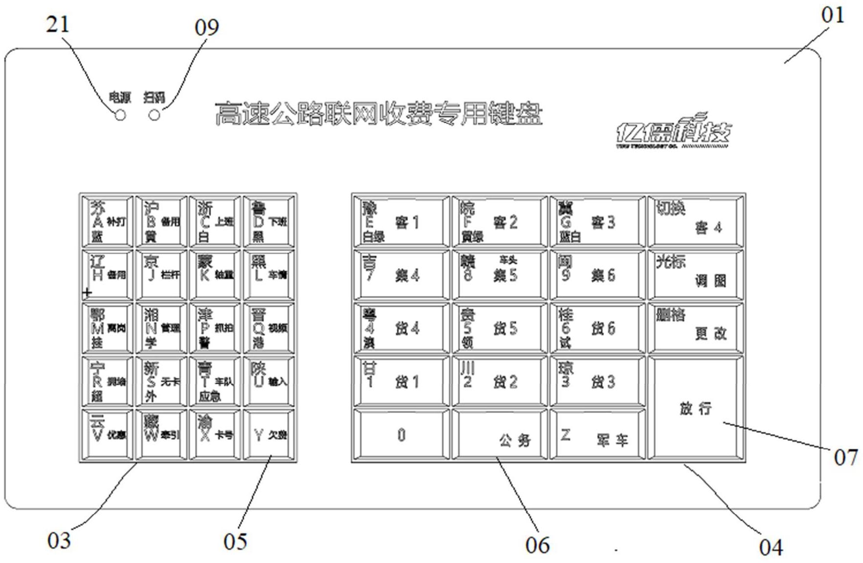 高速公路收费站专用收费键盘