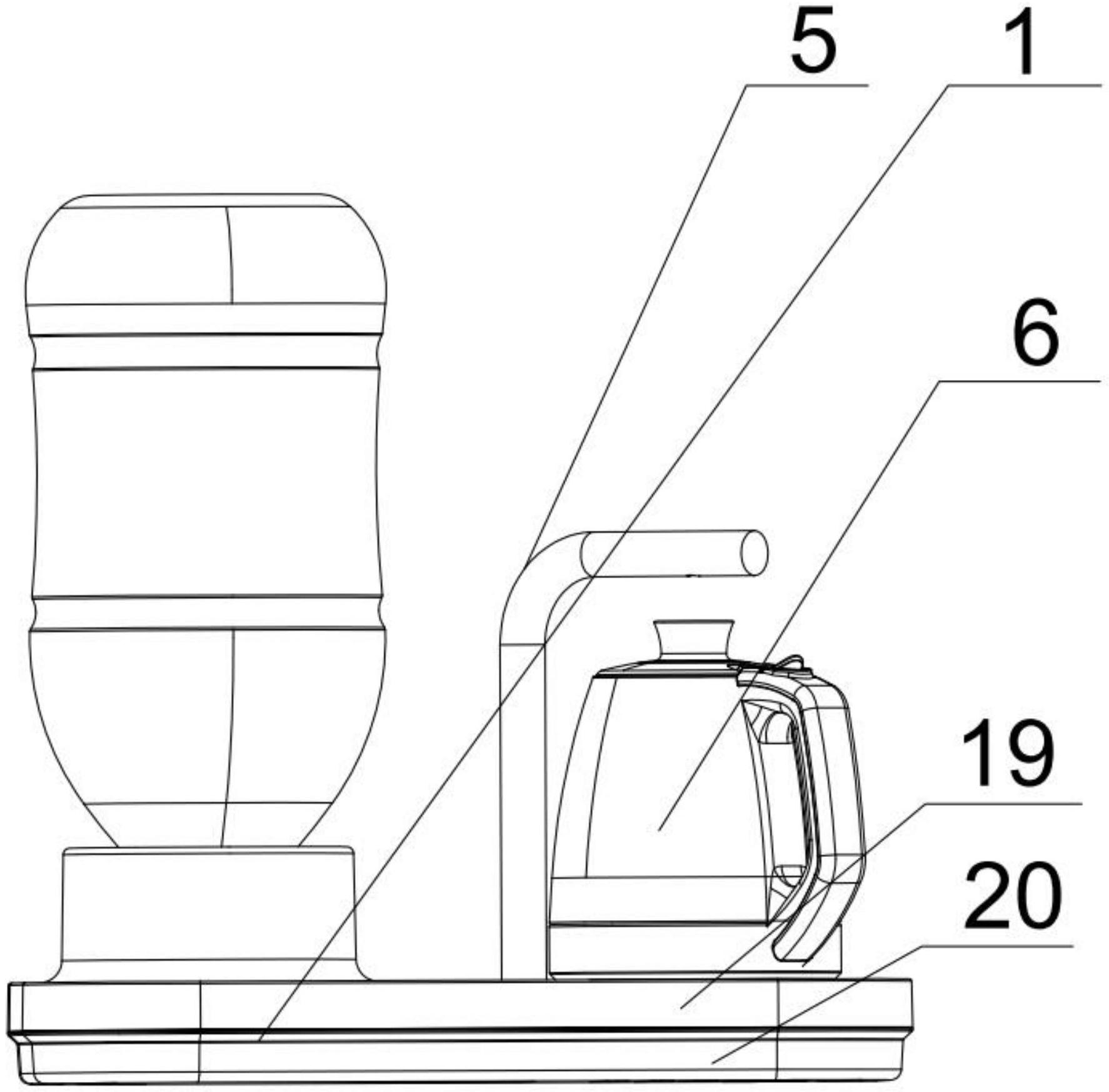它包括主体(1),控制线路板(2),水泵(3),电机(4),出水嘴组件(5),电水壶