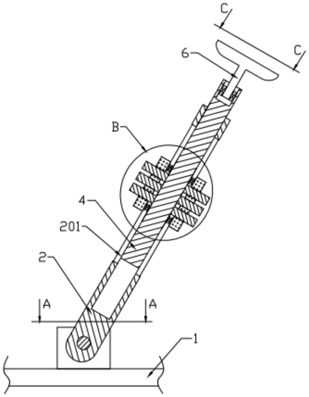 摆动杆内滑动连接有延伸至其外部的伸缩杆,伸缩杆的左右两侧分别安装