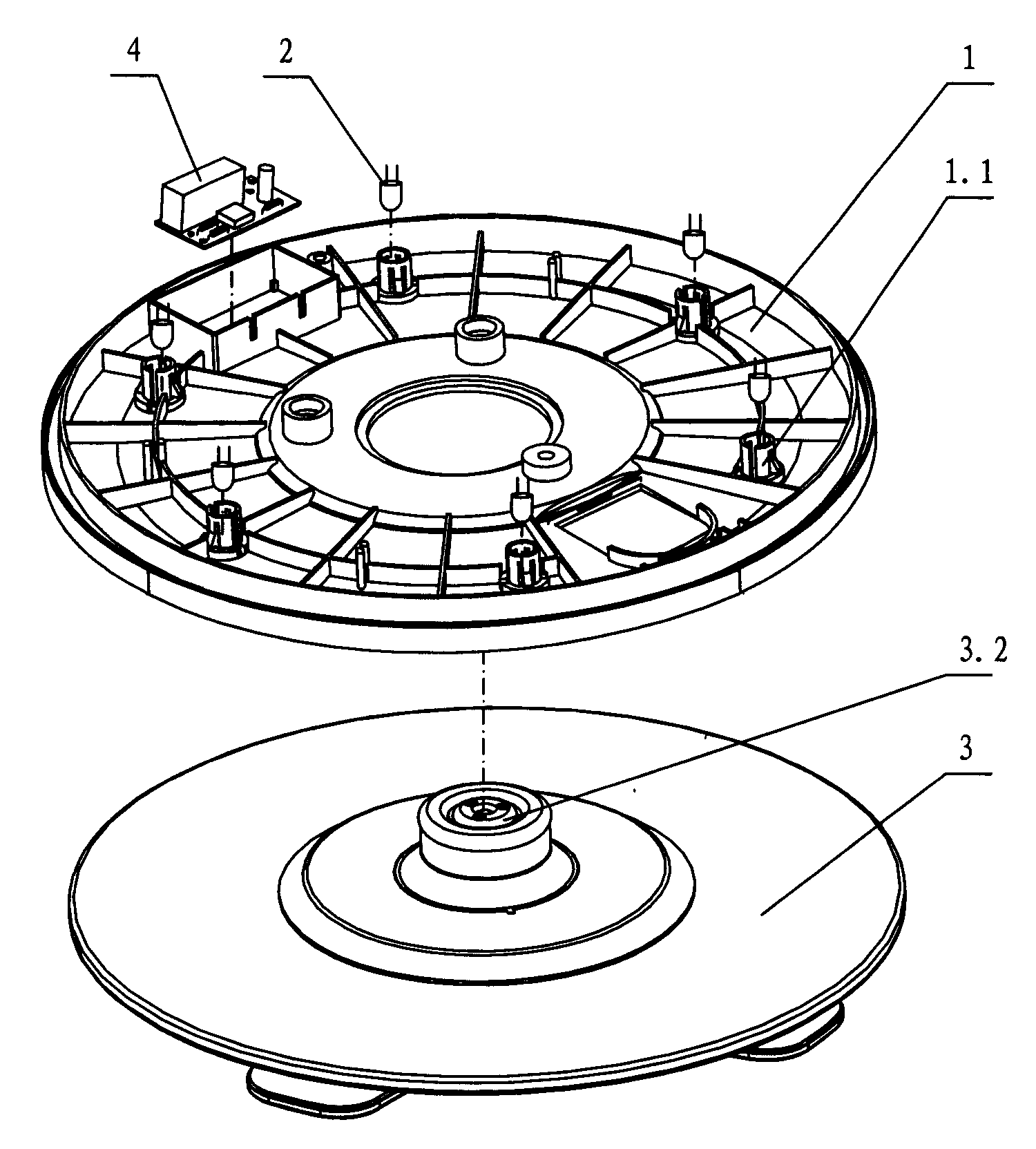 分体电热容器的照明底座