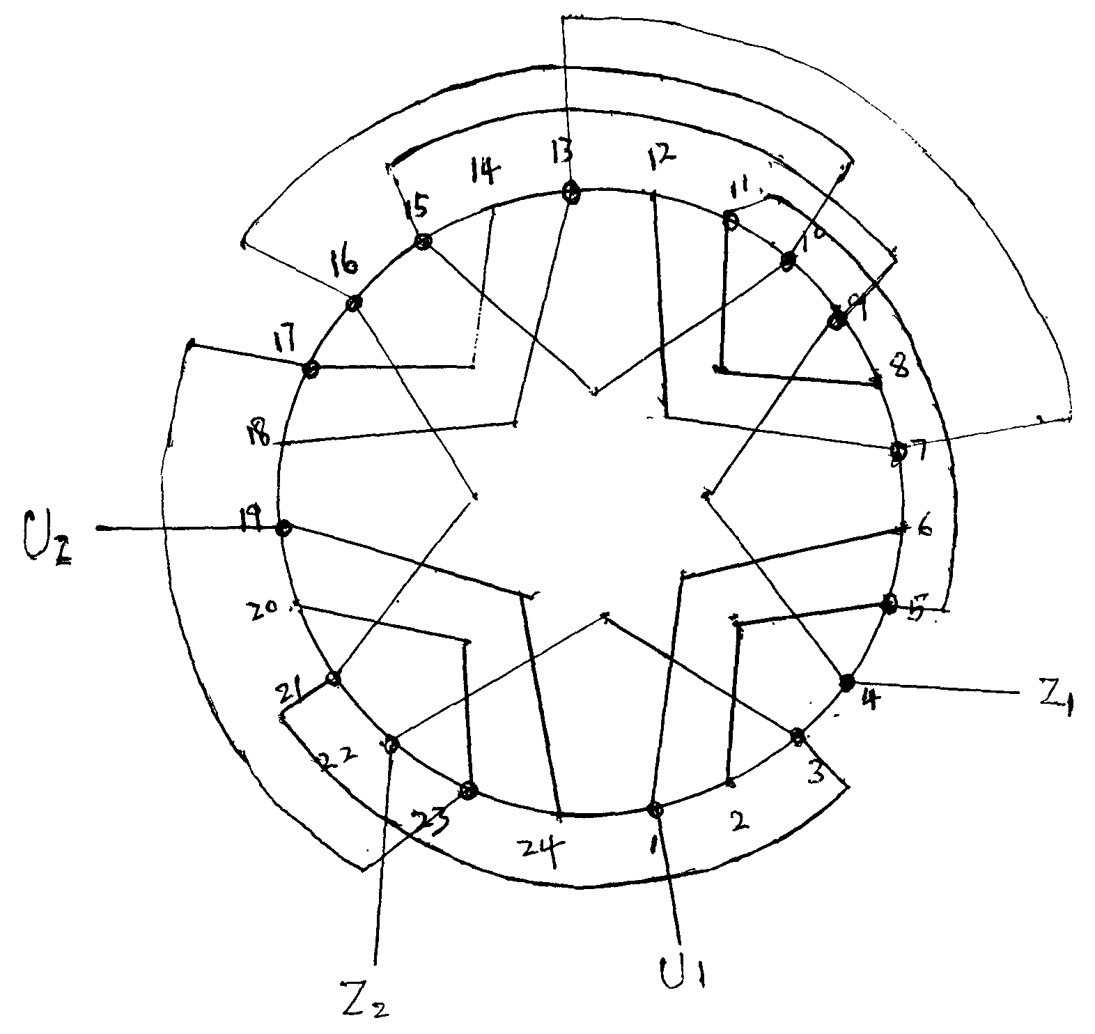 24槽4极单相异步电动机