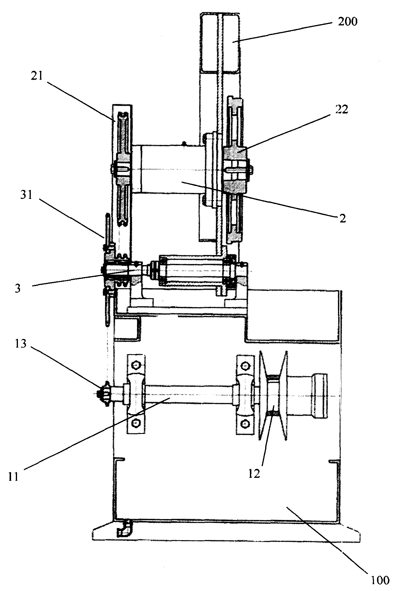 带锯床的分离式共轭主传动机构