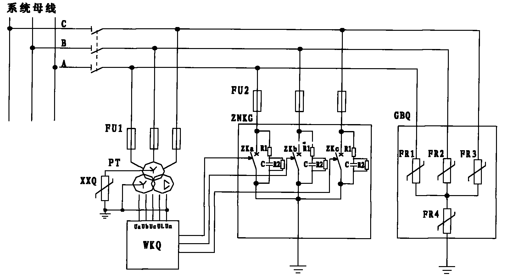 消弧组件,单片机控制器及pt电压互感器及非线性电阻消谐器,过电压保护