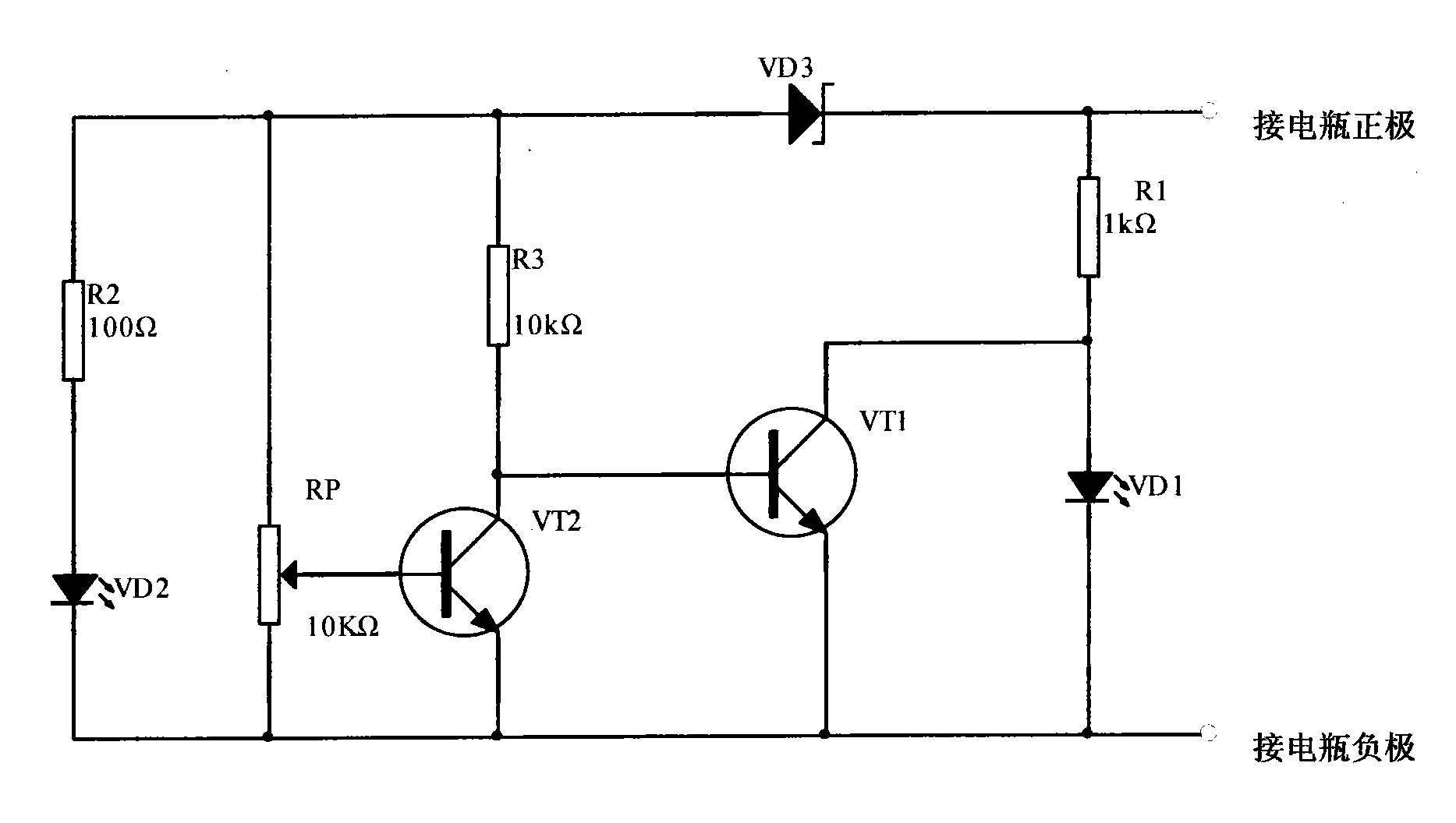 一種電動車蓄電池監視器,其特徵在於:包括接電瓶端子,電瓶欠壓指示器